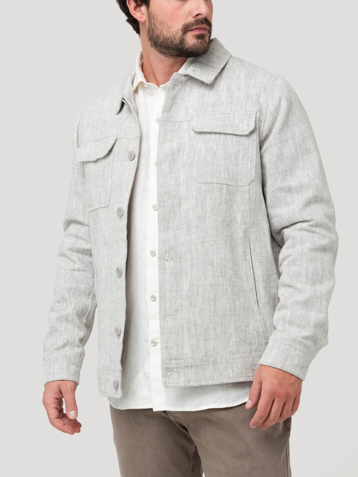 CHAQUETA LINO HOMBRE TOSCANA BEIGE ROCKFORD - 5