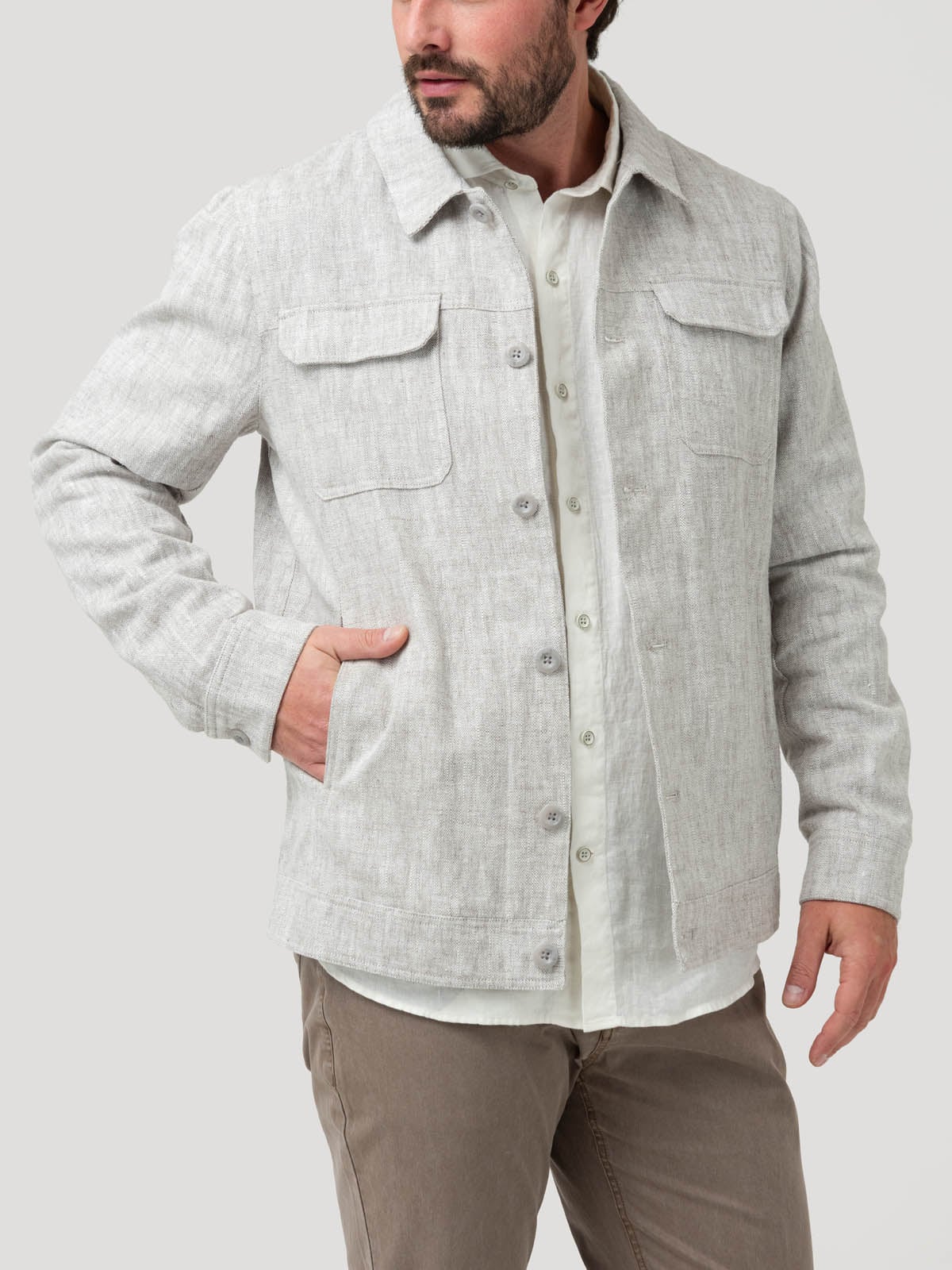 CHAQUETA LINO HOMBRE TOSCANA BEIGE ROCKFORD - 6
