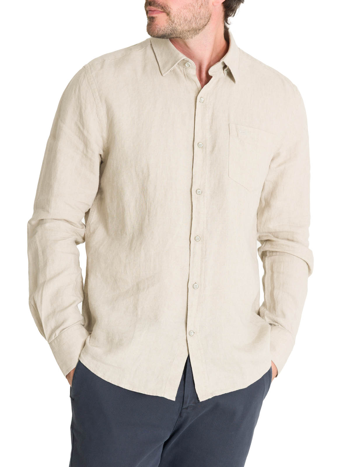 CAMISA LINO HOMBRE LINEN BEIGE ROCKFORD - 5