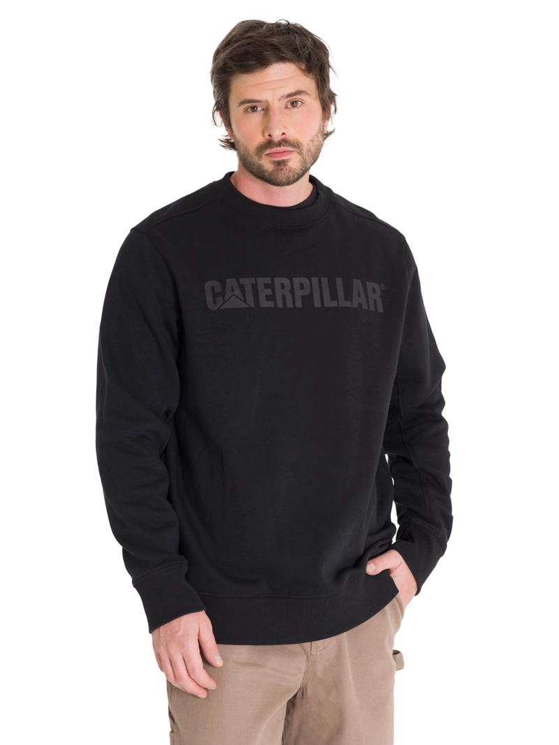 POLERON HOMBRE CREWNECK LOGO NEGRO CAT - 1