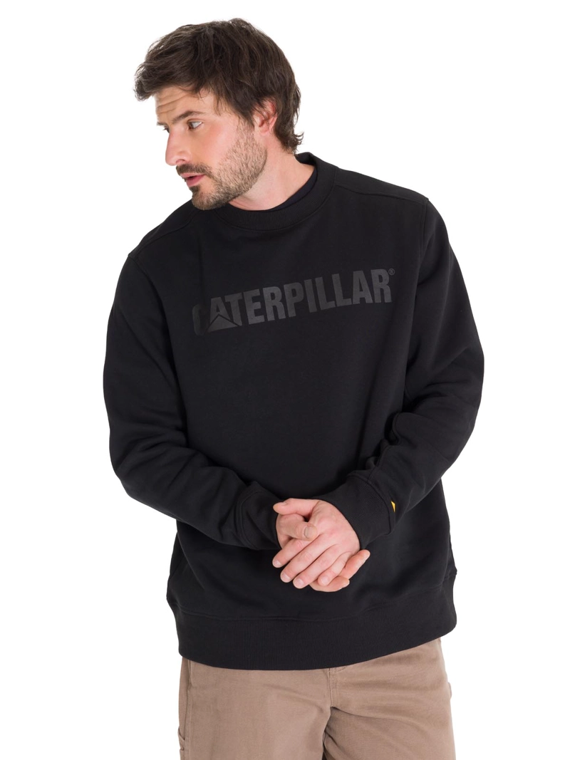 POLERON HOMBRE CREWNECK LOGO NEGRO CAT - 2
