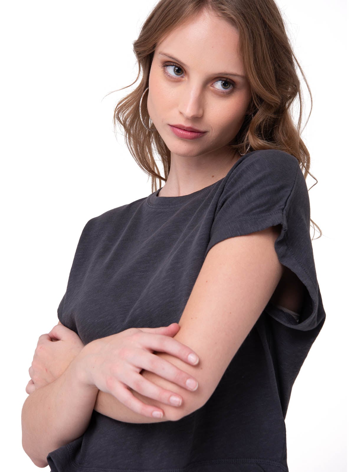 POLERA MANGA CORTA MUJER SLUB KNIT FASHION NEGRO CAT - 4