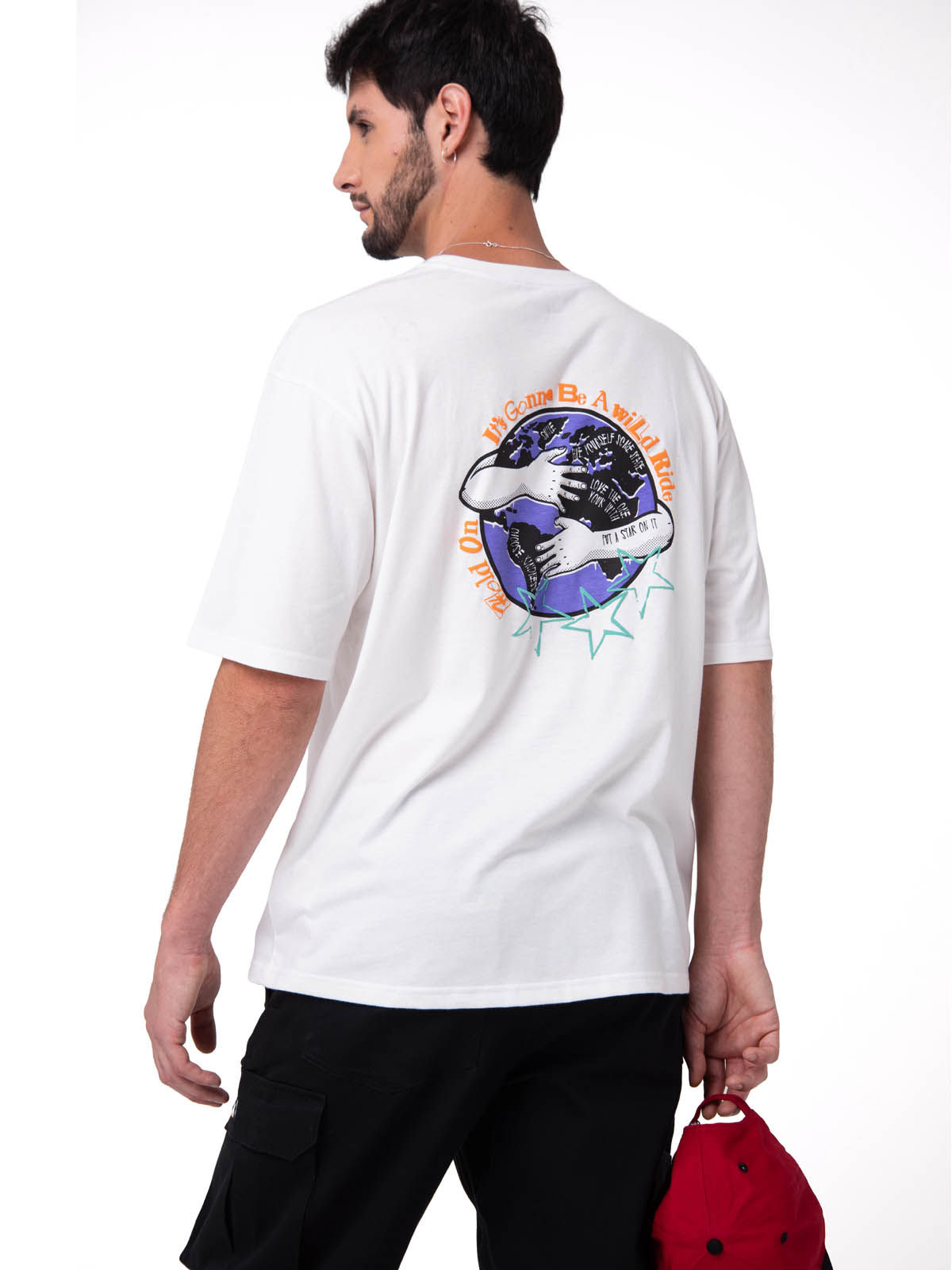 POLERA MANGA CORTA HOMBRE DISEÑO SCI FI BLANCO CAT - 2