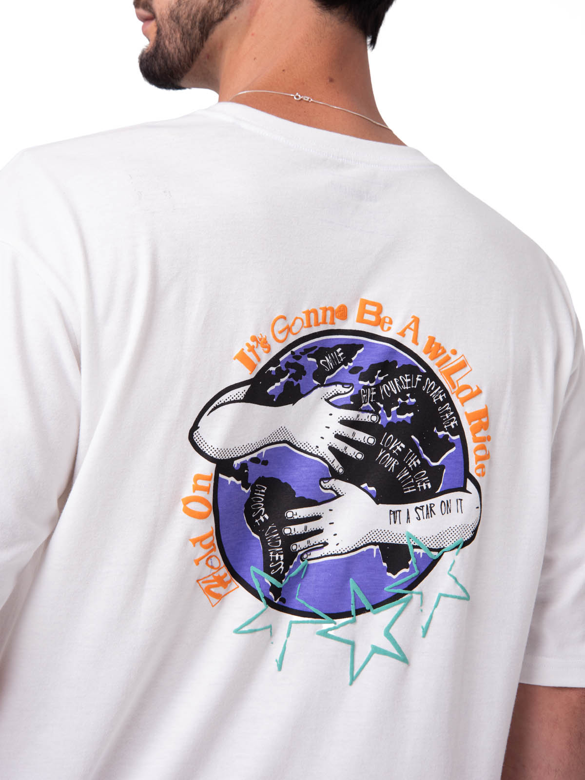 POLERA MANGA CORTA HOMBRE DISEÑO SCI FI BLANCO CAT - 5