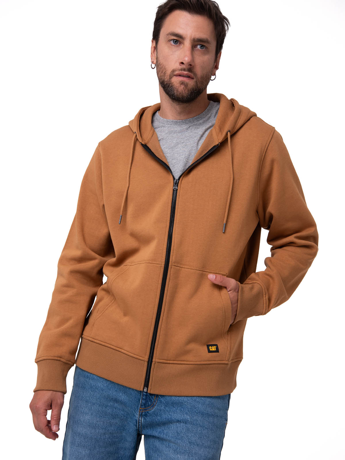 POLERON HOMBRE PATCH FULL ZIP CAFE  CAT - 2
