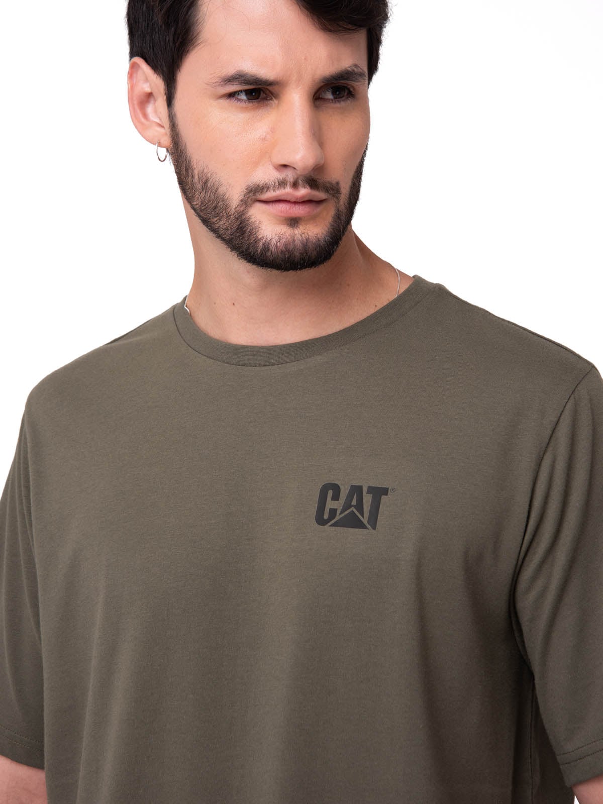 POLERA MANGA CORTA HOMBRE SMALL LOGO VERDE CAT - 4