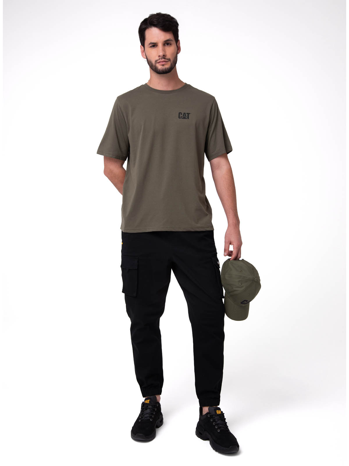 POLERA MANGA CORTA HOMBRE SMALL LOGO VERDE CAT - 5