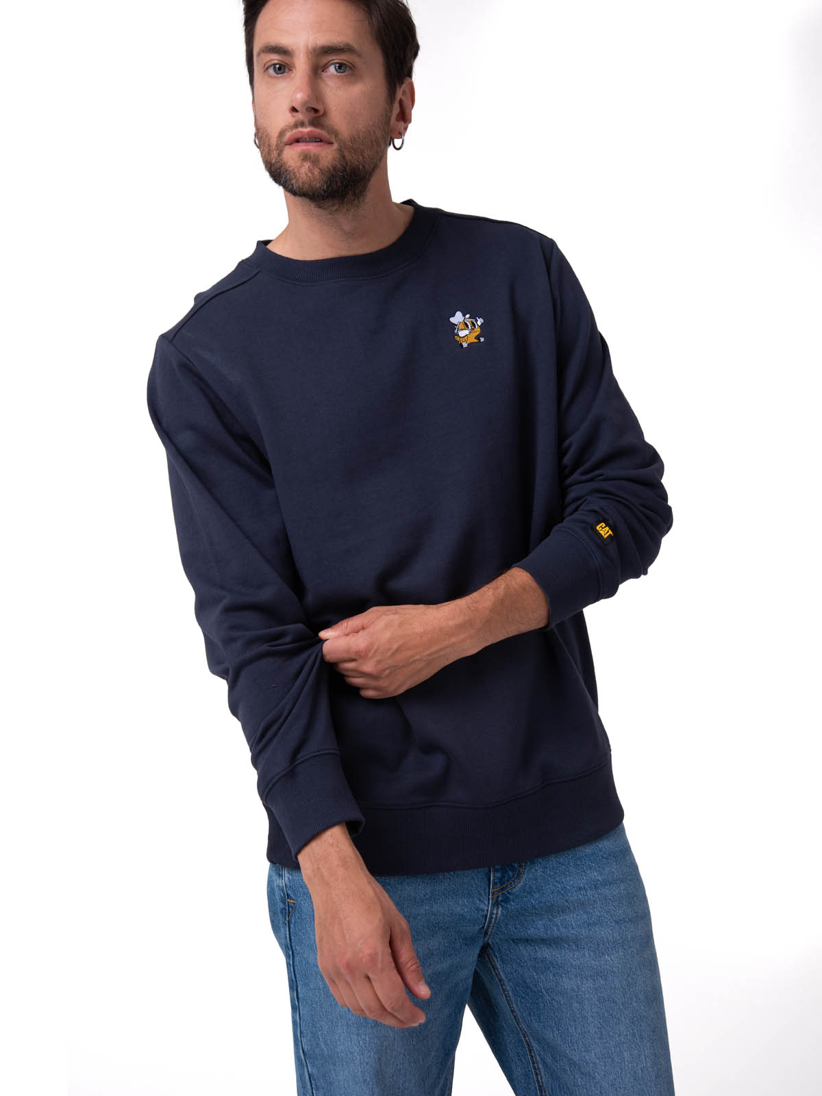 POLERON HOMBRE GRAPHIC FLEECE AZUL OSCURO CAT - 1