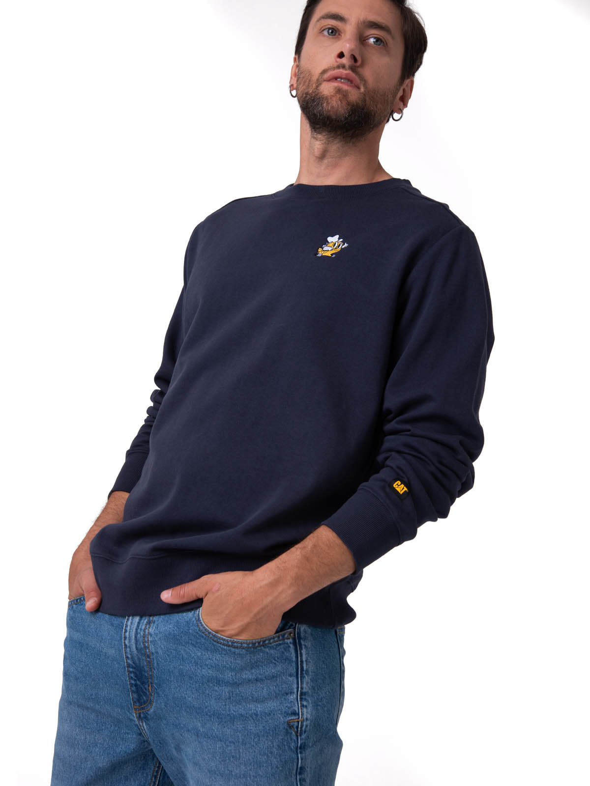 POLERON HOMBRE GRAPHIC FLEECE AZUL OSCURO CAT - 2