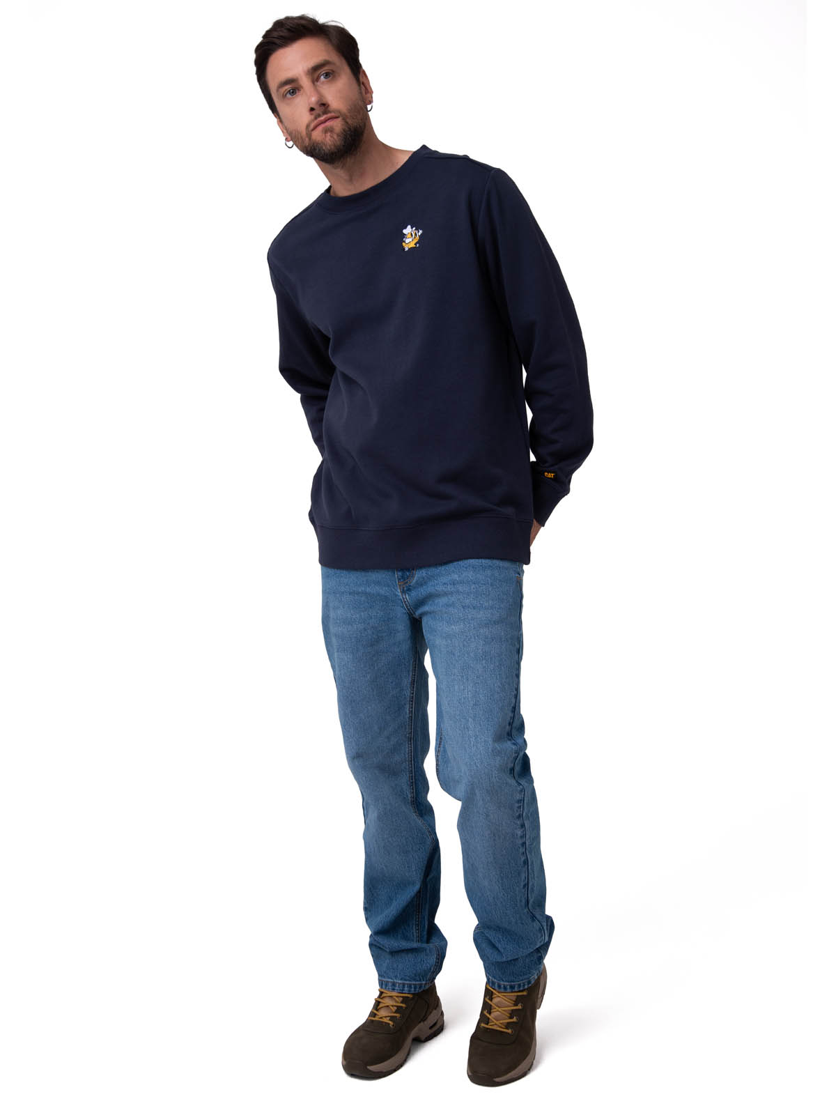 POLERON HOMBRE GRAPHIC FLEECE AZUL OSCURO CAT - 6
