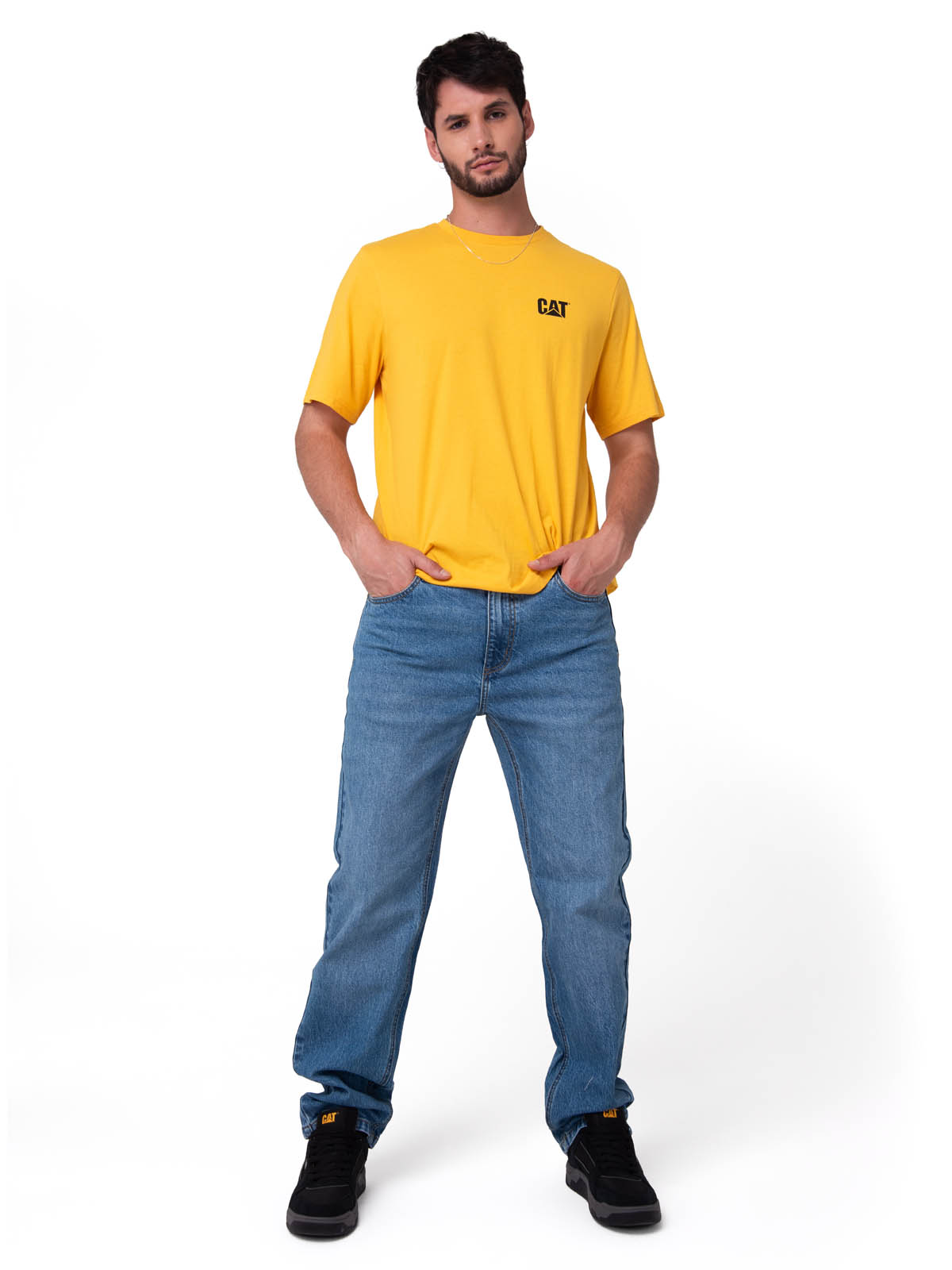 POLERA MANGA CORTA HOMBRE SMALL LOGO TEE AMARILLO CAT - 5