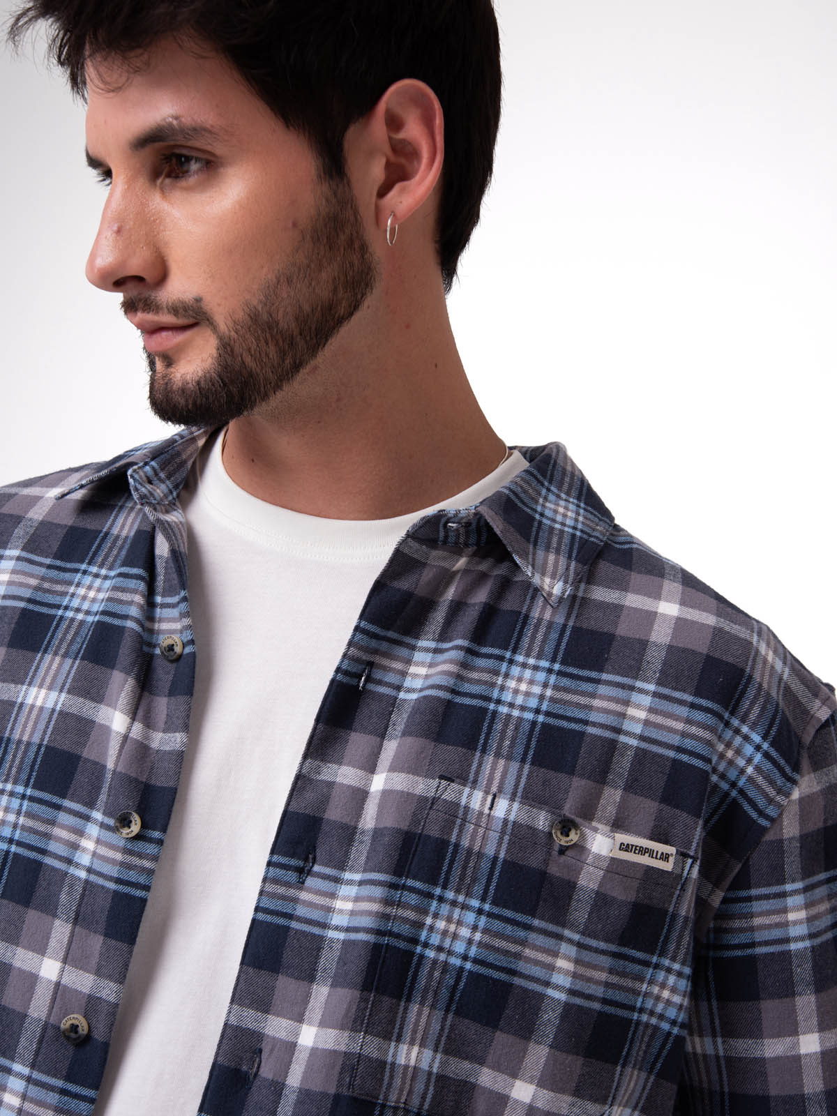 CAMISA MANGA LARGA HOMBRE CLASSIC FLANNEL AZUL CAT - 4