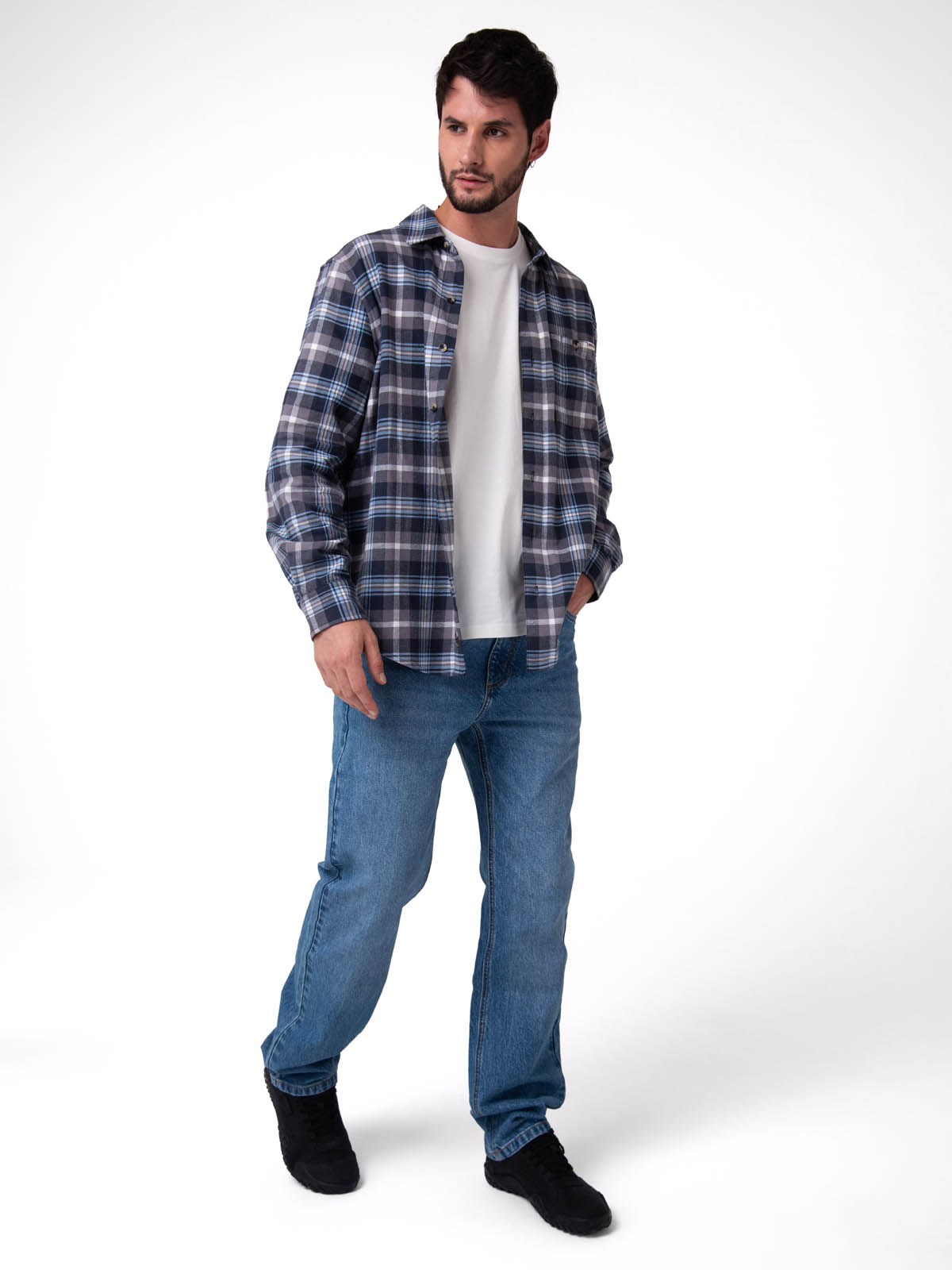 CAMISA MANGA LARGA HOMBRE CLASSIC FLANNEL AZUL CAT - 5