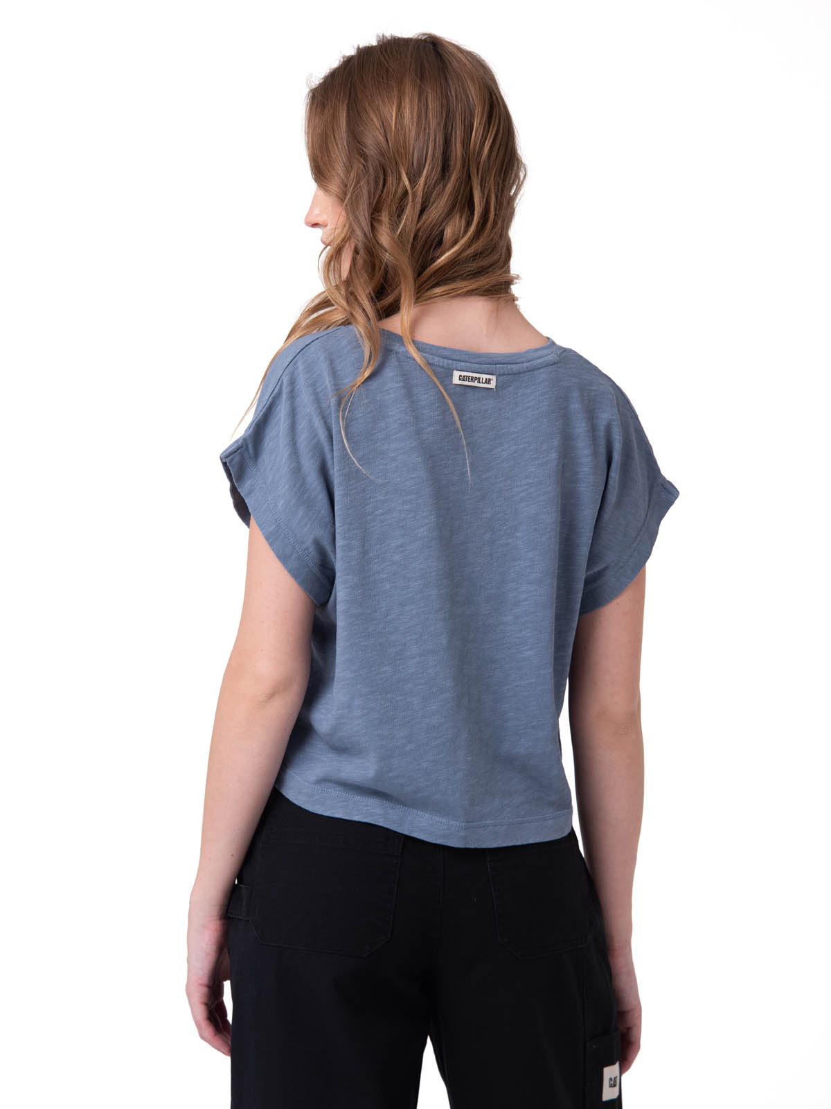 POLERA MANGA CORTA MUJER SLUB KNIT FASHION AZUL CAT - 2
