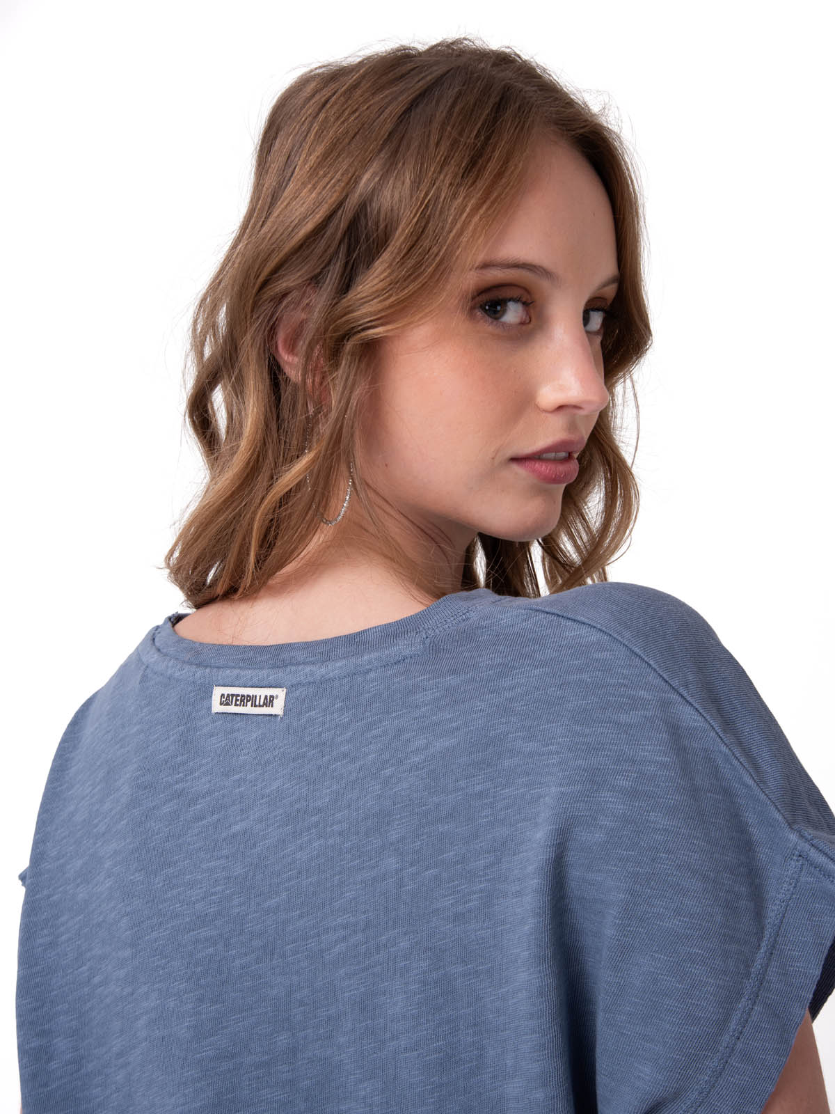 POLERA MANGA CORTA MUJER SLUB KNIT FASHION AZUL CAT - 4