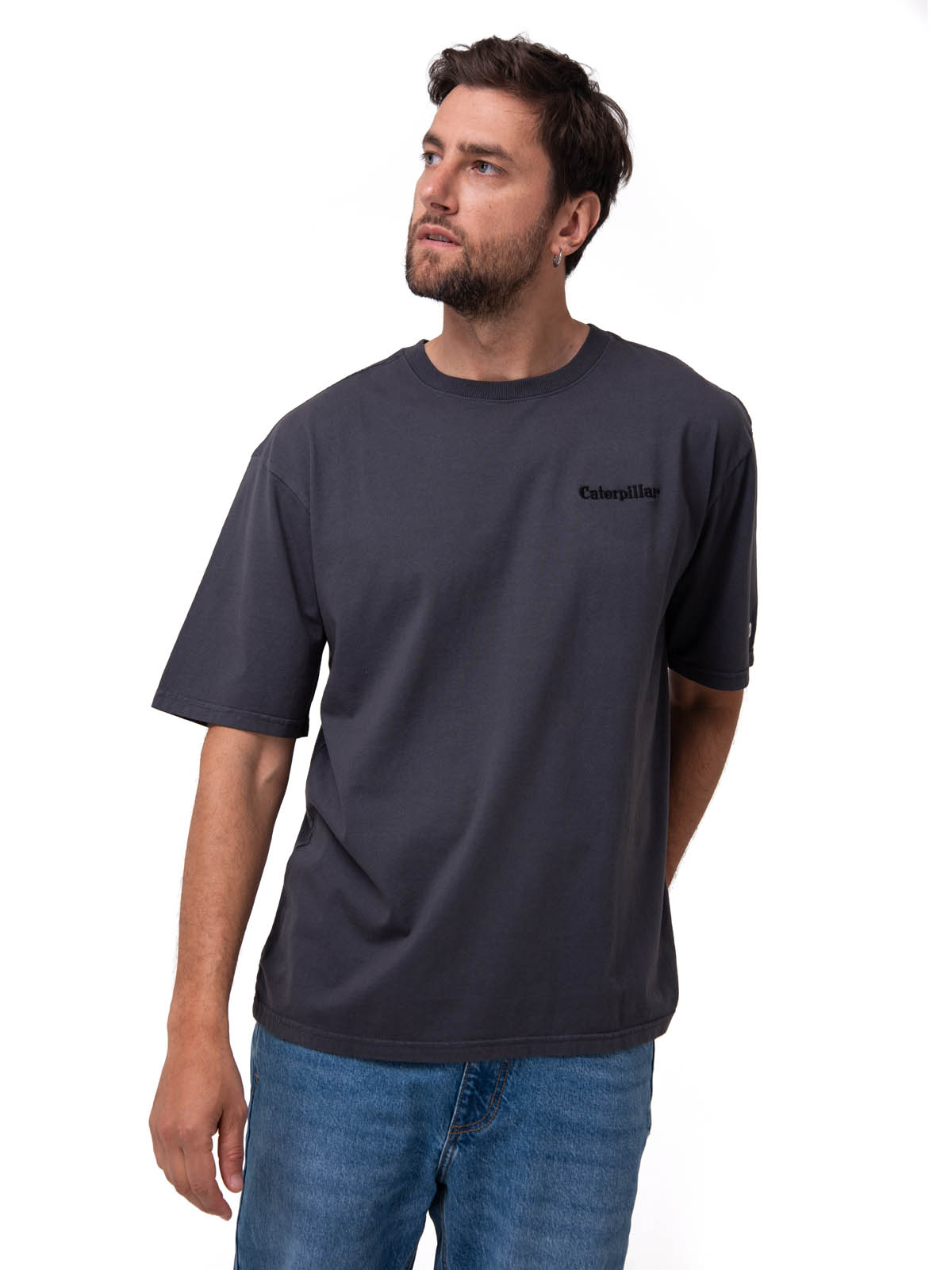 POLERA MANGA CORTA HEAVYWEIGHT RELAXED NEGRO CAT - 1