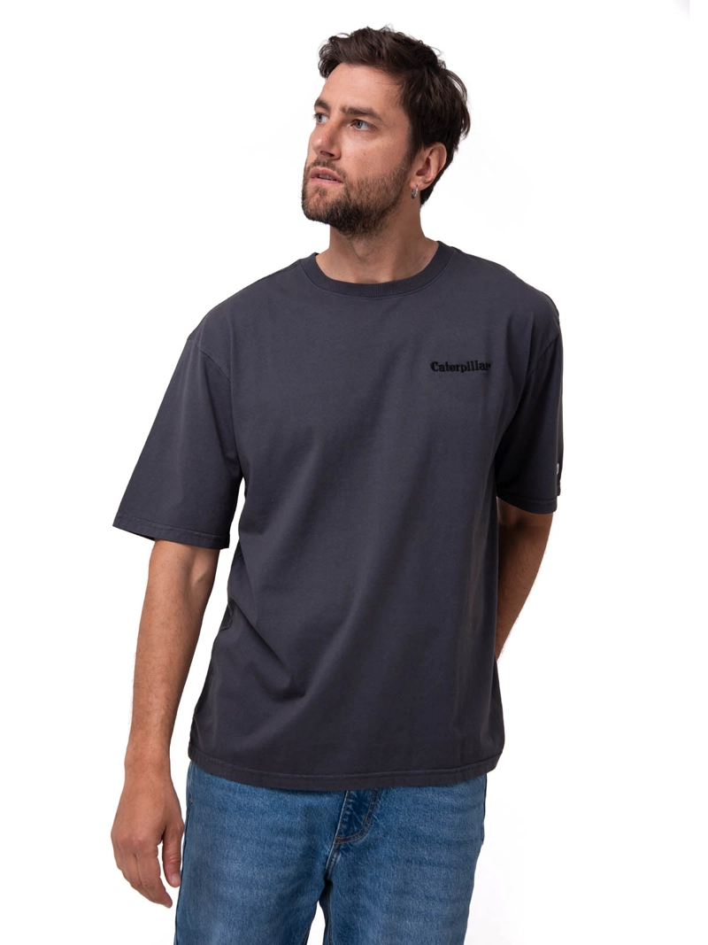 POLERA MANGA CORTA HEAVYWEIGHT RELAXED NEGRO CAT - 1