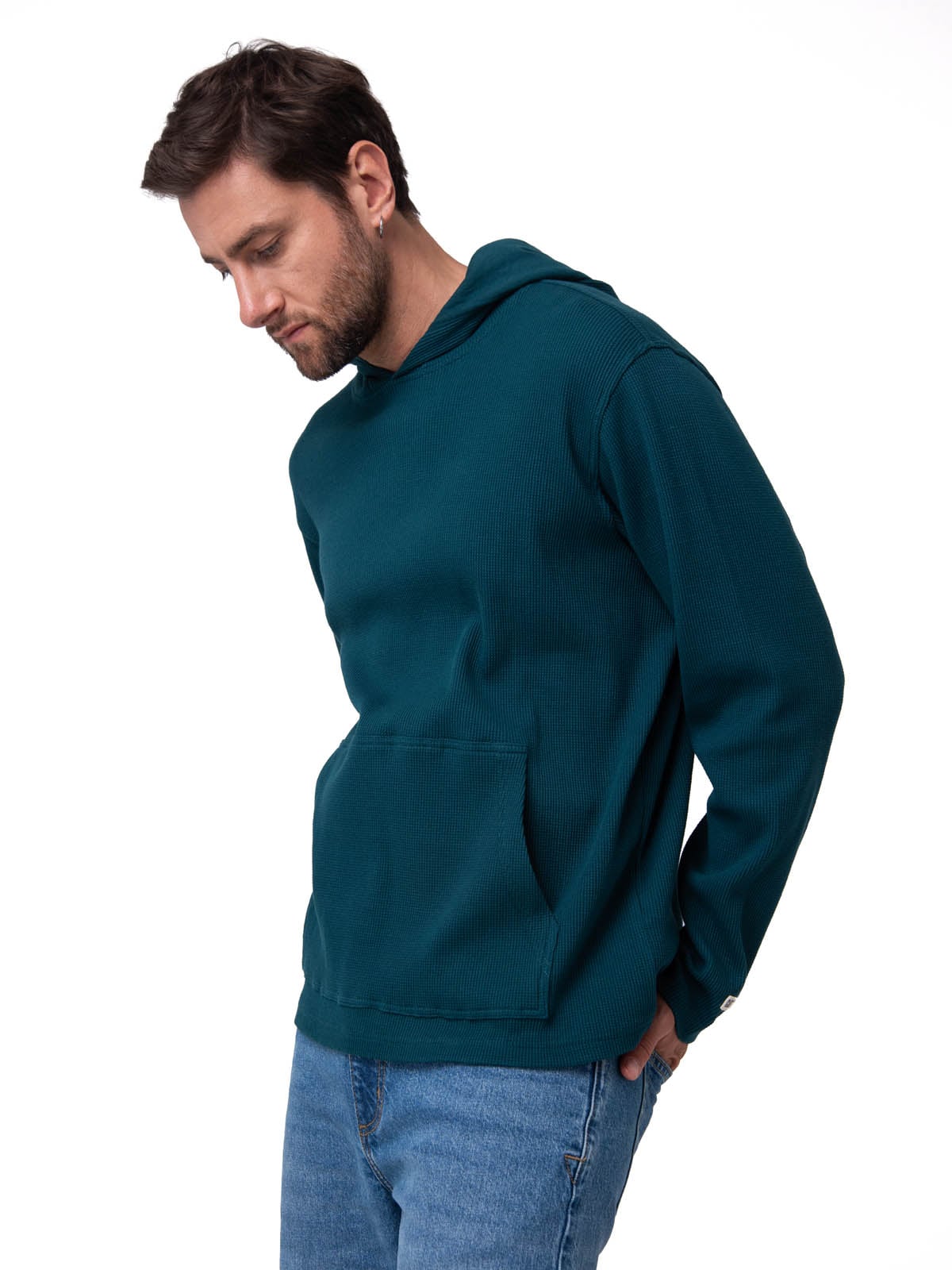 POLERON HOMBRE WAFFLE-KNIT VERDE OSCURO CAT - 1