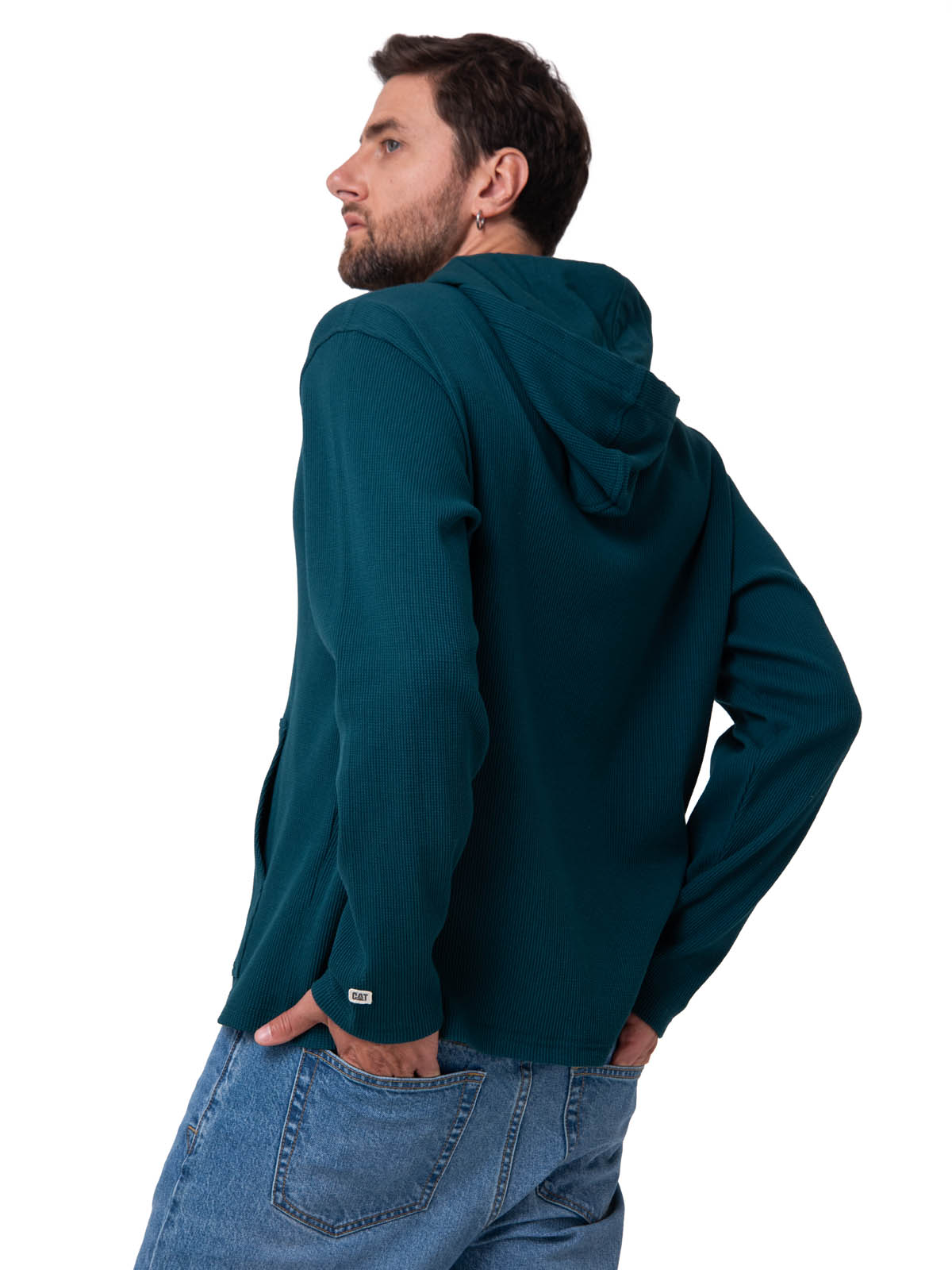 POLERON HOMBRE WAFFLE-KNIT VERDE OSCURO CAT - 2