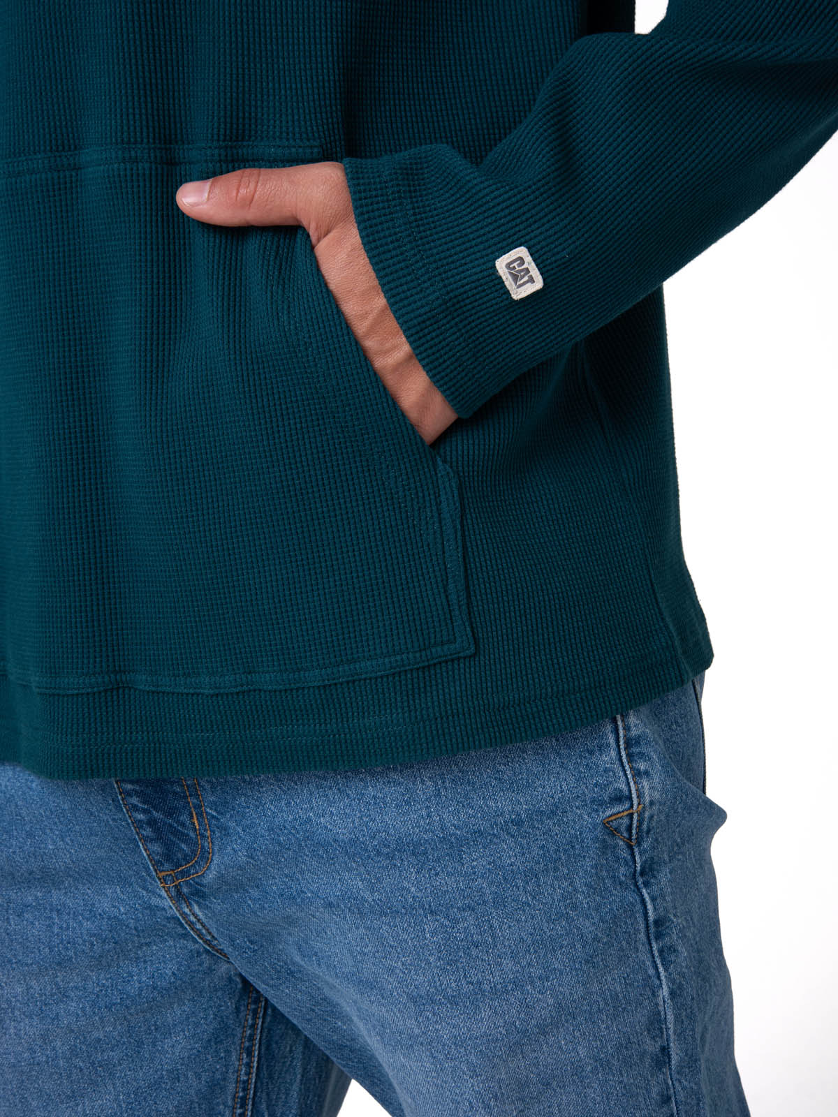 POLERON HOMBRE WAFFLE-KNIT VERDE OSCURO CAT - 6
