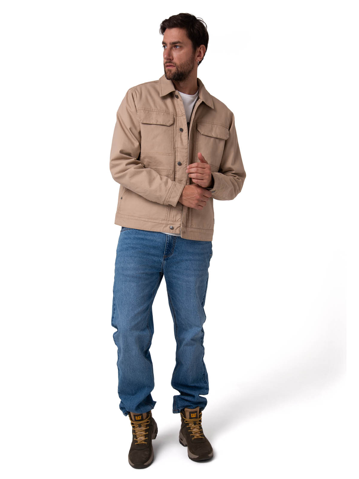 CHAQUETA HOMBRE CANVAS FLANNEL BEIGE CAT - 5