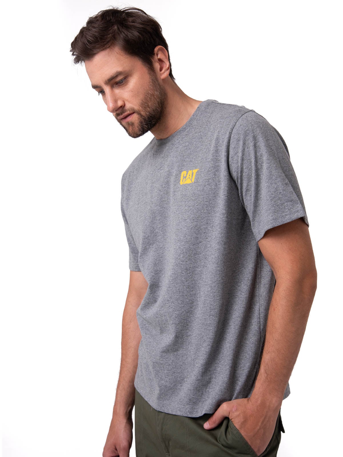 POLERA MANGA CORTA HOMBRE SMALL LOGO GRIS CAT - 1