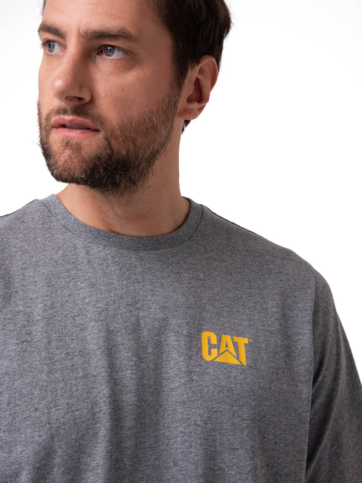 POLERA MANGA CORTA HOMBRE SMALL LOGO GRIS CAT - 4