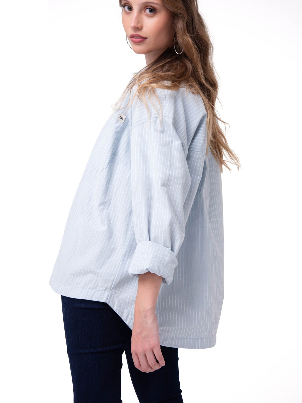 CAMISA MANGA LARGA MUJER OVERSIZED CELESTE CAT - 4