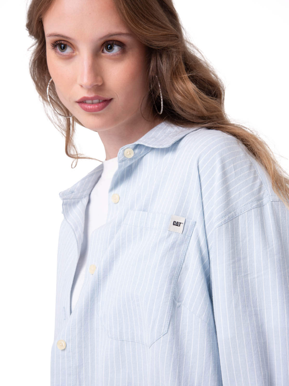CAMISA MANGA LARGA MUJER OVERSIZED CELESTE CAT - 5