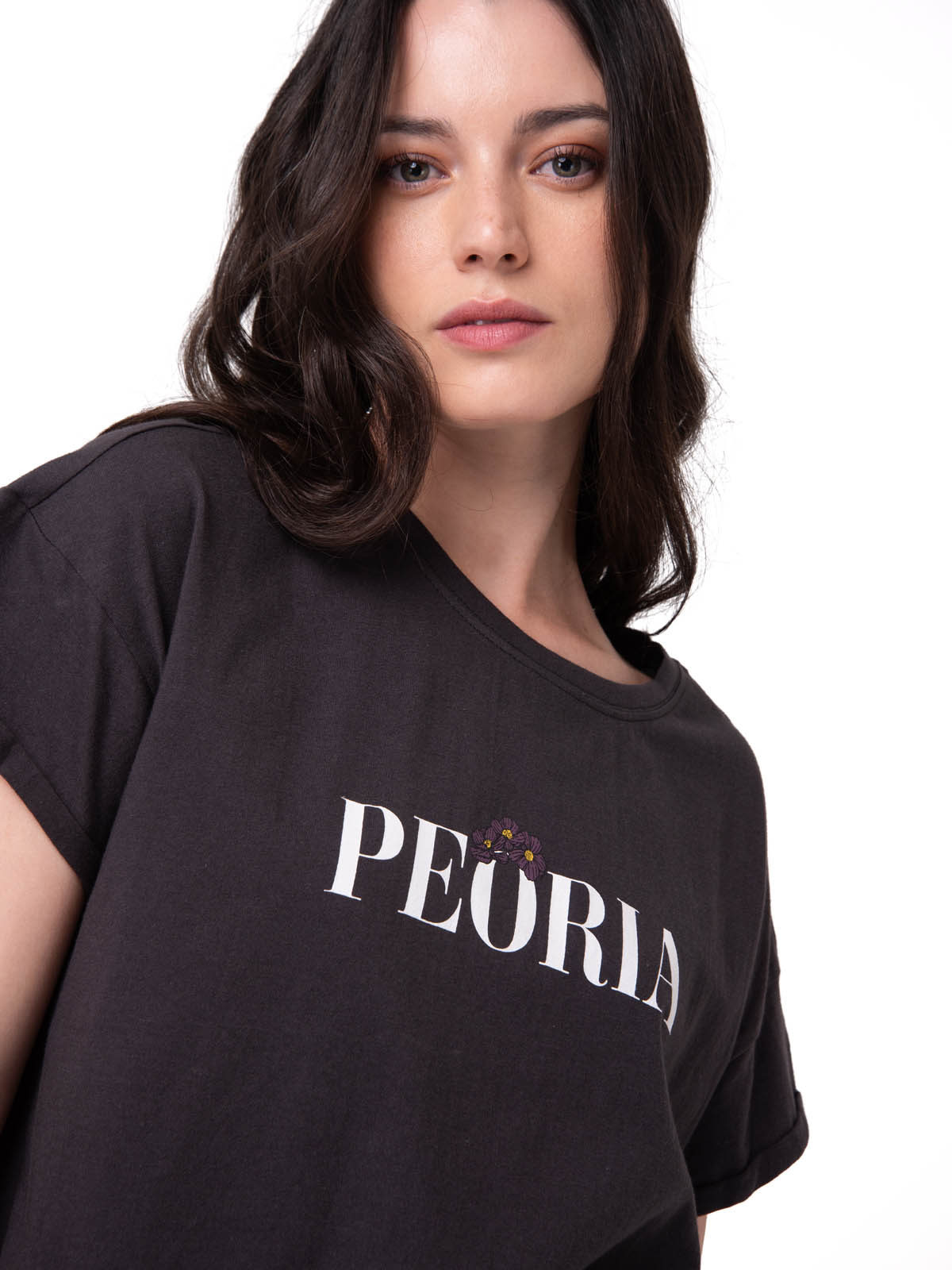POLERA MANGA CORTA MUJER PEORIA RELAXED NEGRO CAT - 4