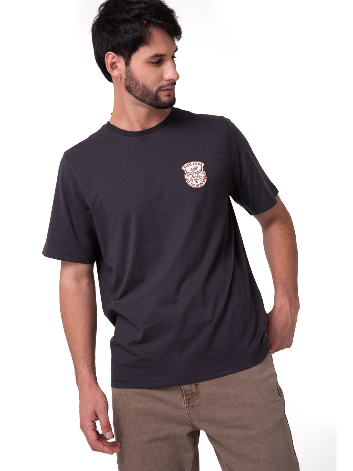 POLERA MANGA CORTA HOMBRE WESTERN GRIS OSCURO CAT - 1