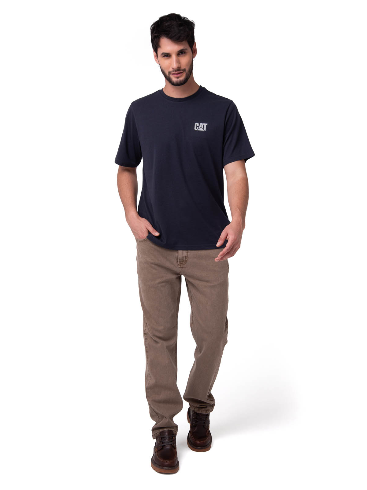 POLERA MANGA CORTA HOMBRE SMALL LOGO AZUL CAT - 6