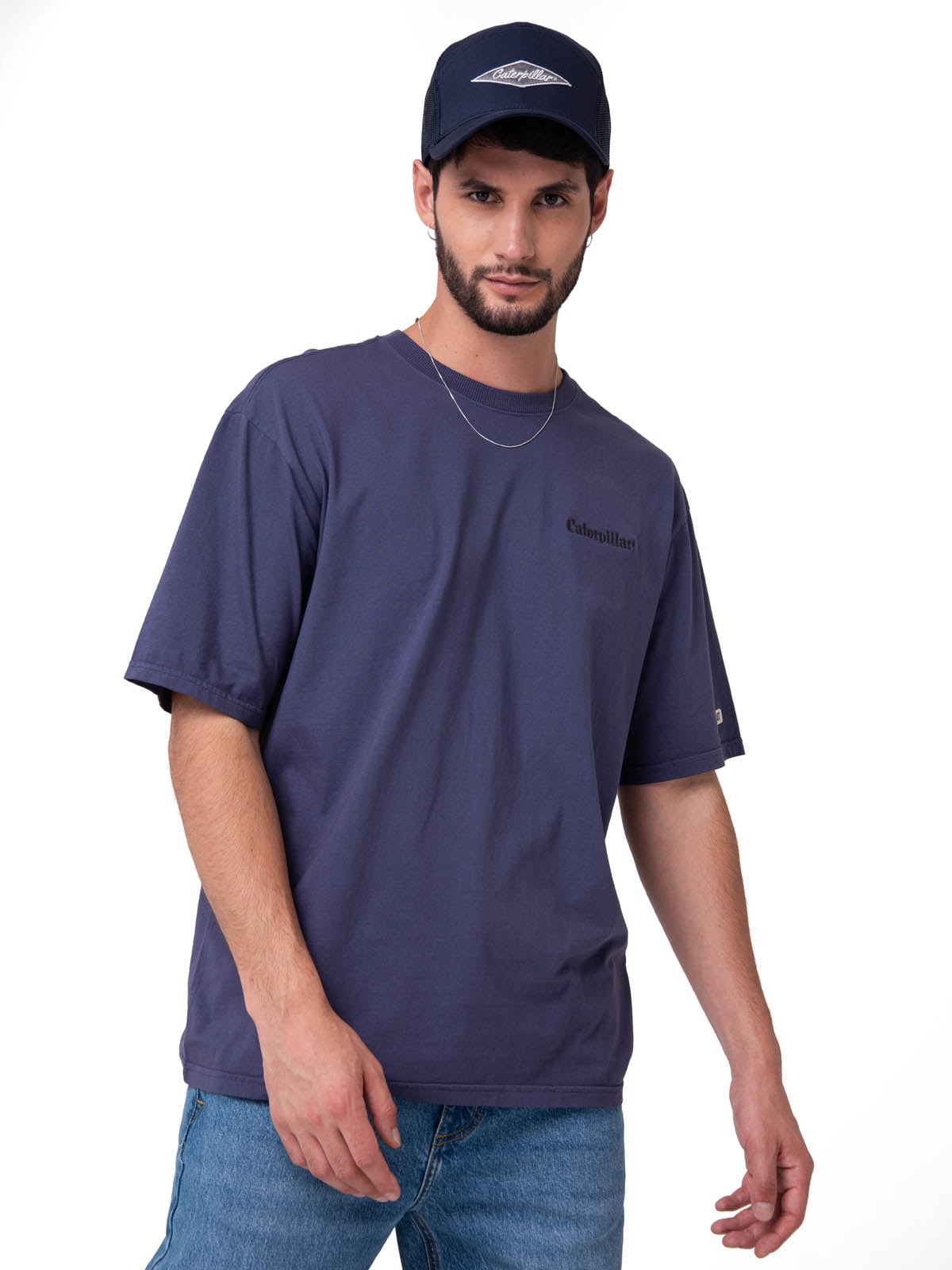 POLERA MANGA CORTA HEAVYWEIGHT RELAXED AZUL CAT - 1