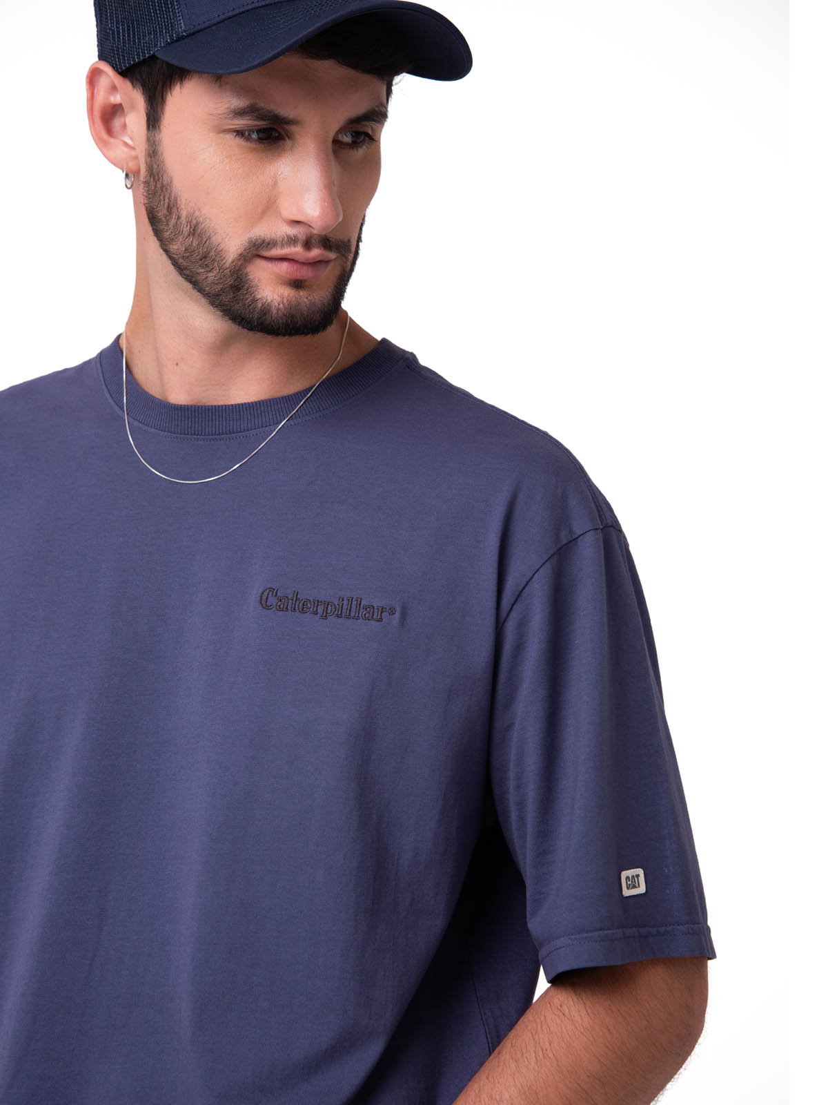 POLERA MANGA CORTA HEAVYWEIGHT RELAXED AZUL CAT - 4