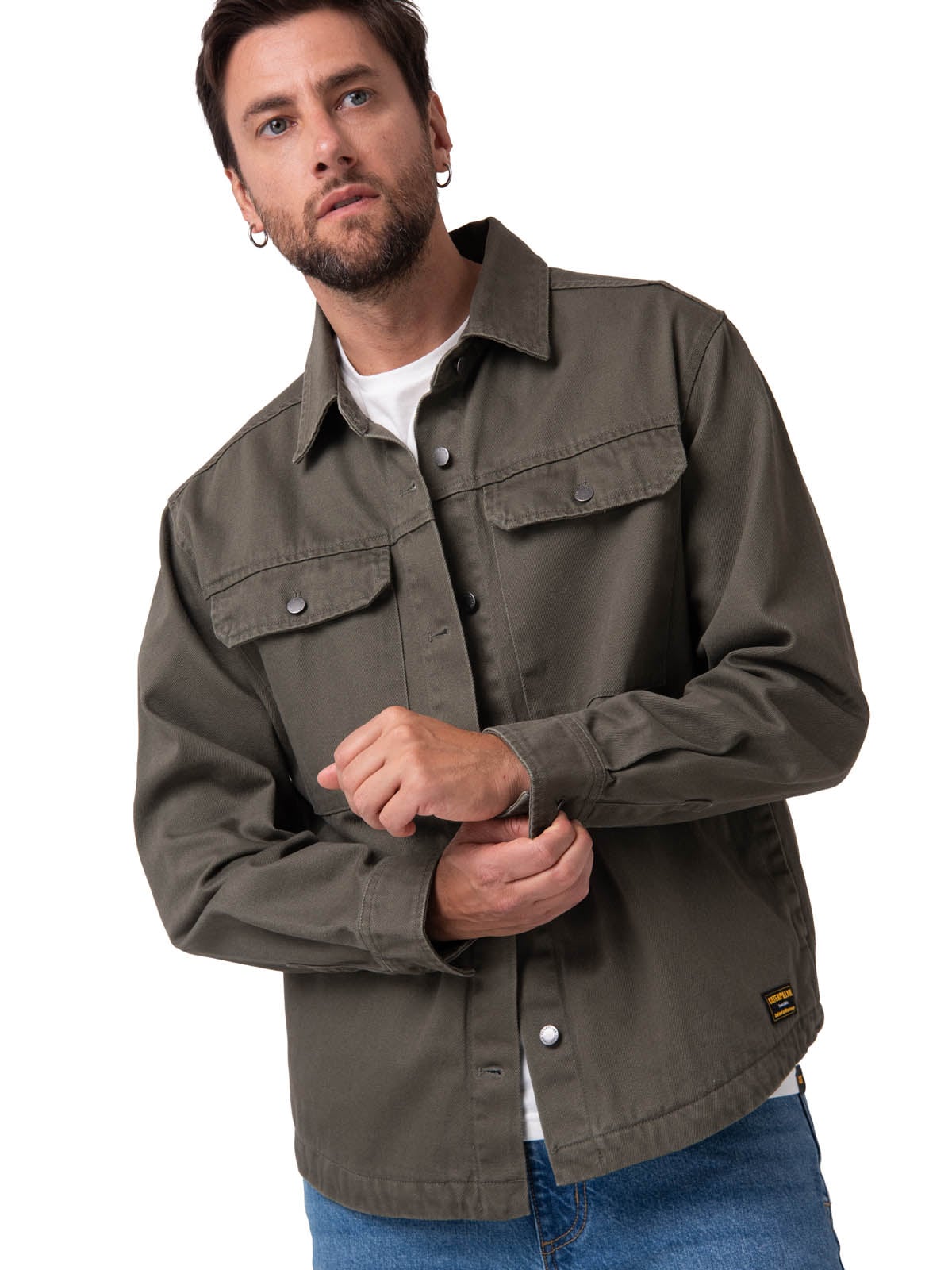 CHAQUETA HOMBRE TWILL OVERSHIRT VERDE CAT - 1