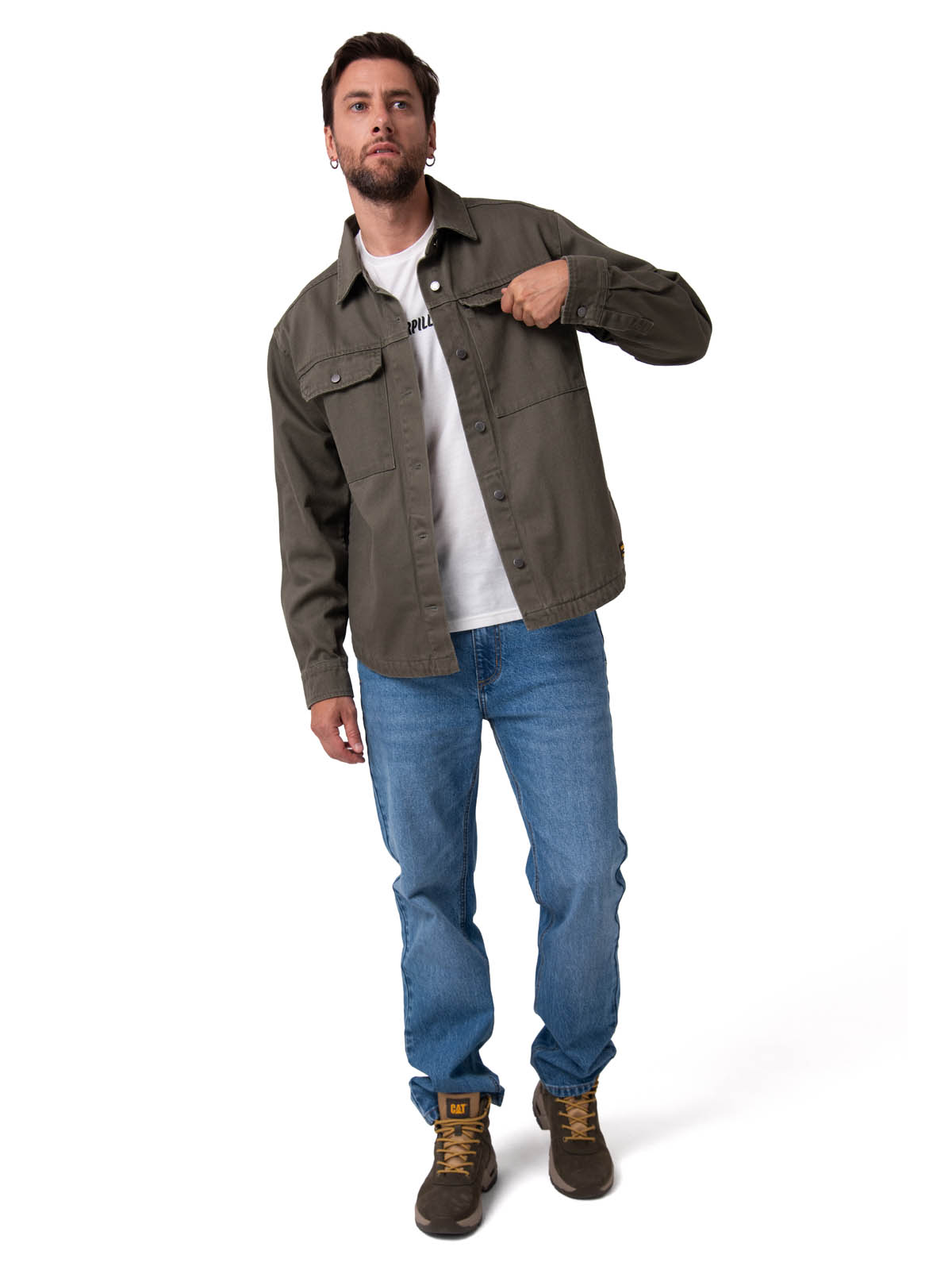 CHAQUETA HOMBRE TWILL OVERSHIRT VERDE CAT - 5
