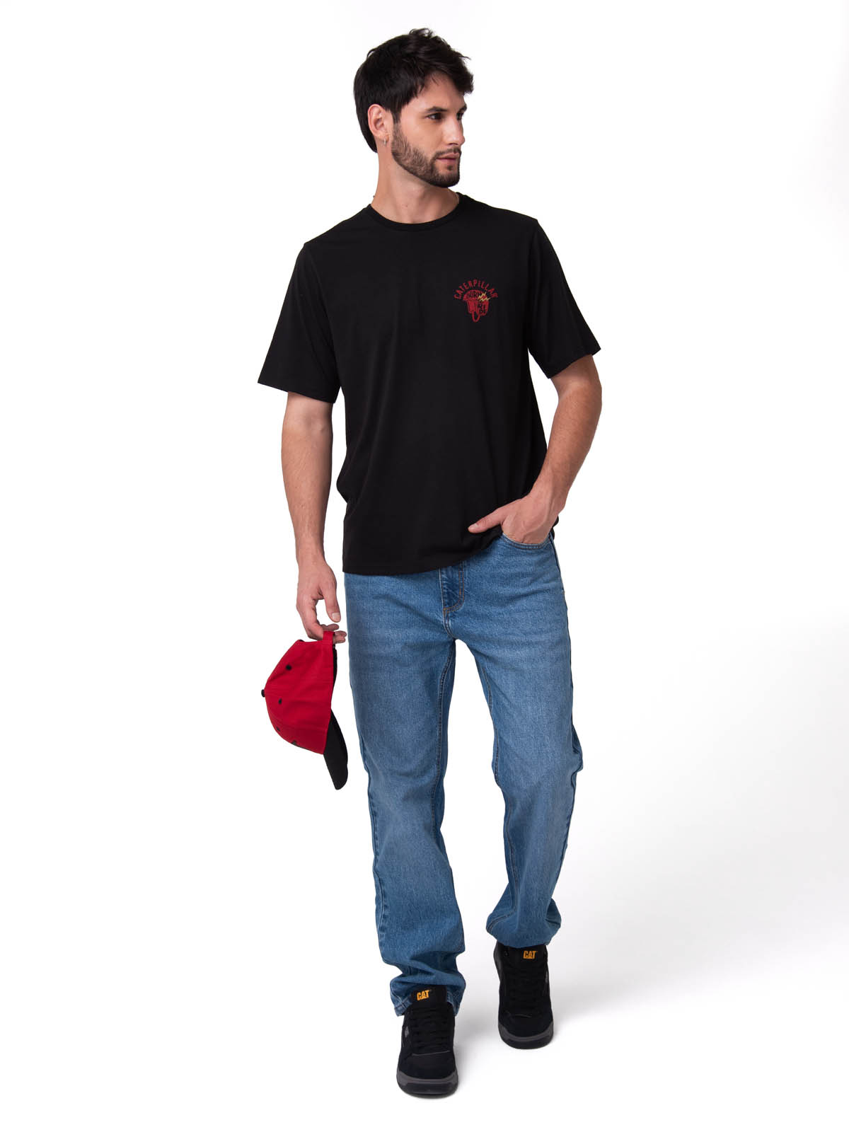 POLERA MANGA CORTA HOMBRE DISEÑO MOTO NEGRO CAT - 6