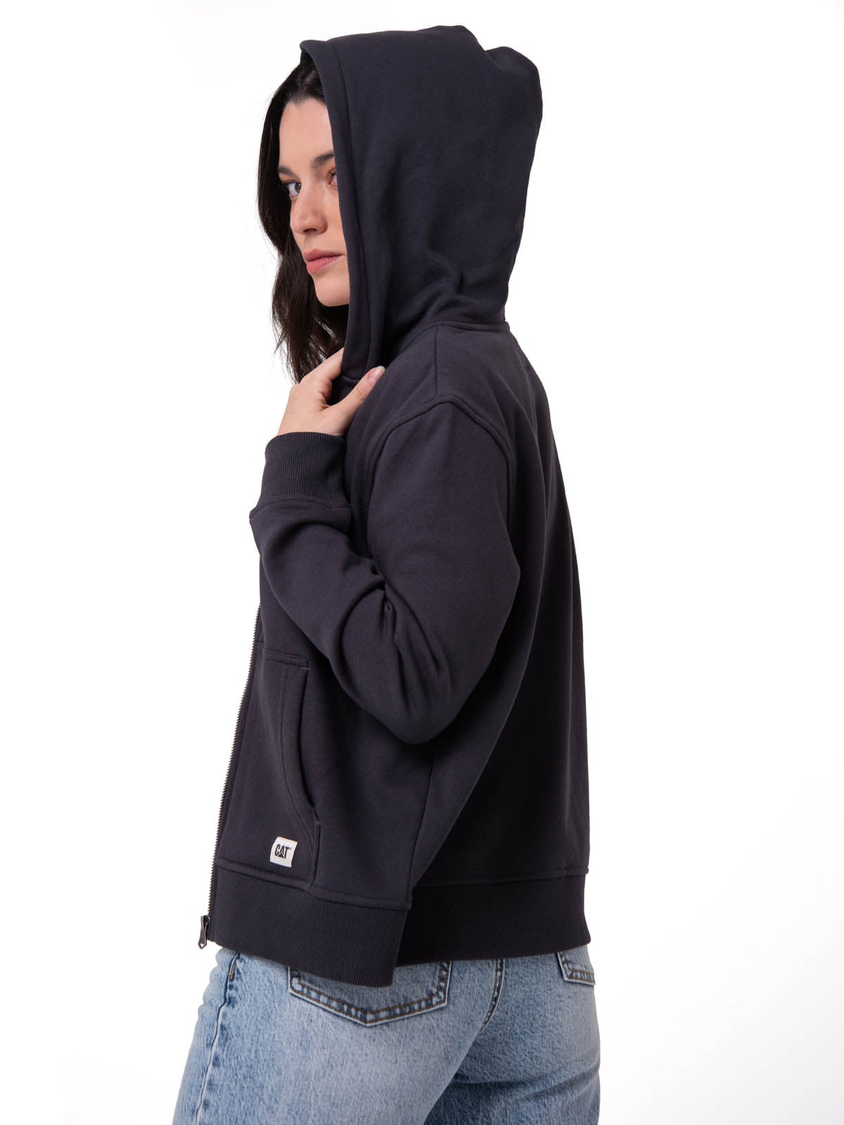 POLERON MUJER PATCH FULL ZIP NEGRO CAT - 4
