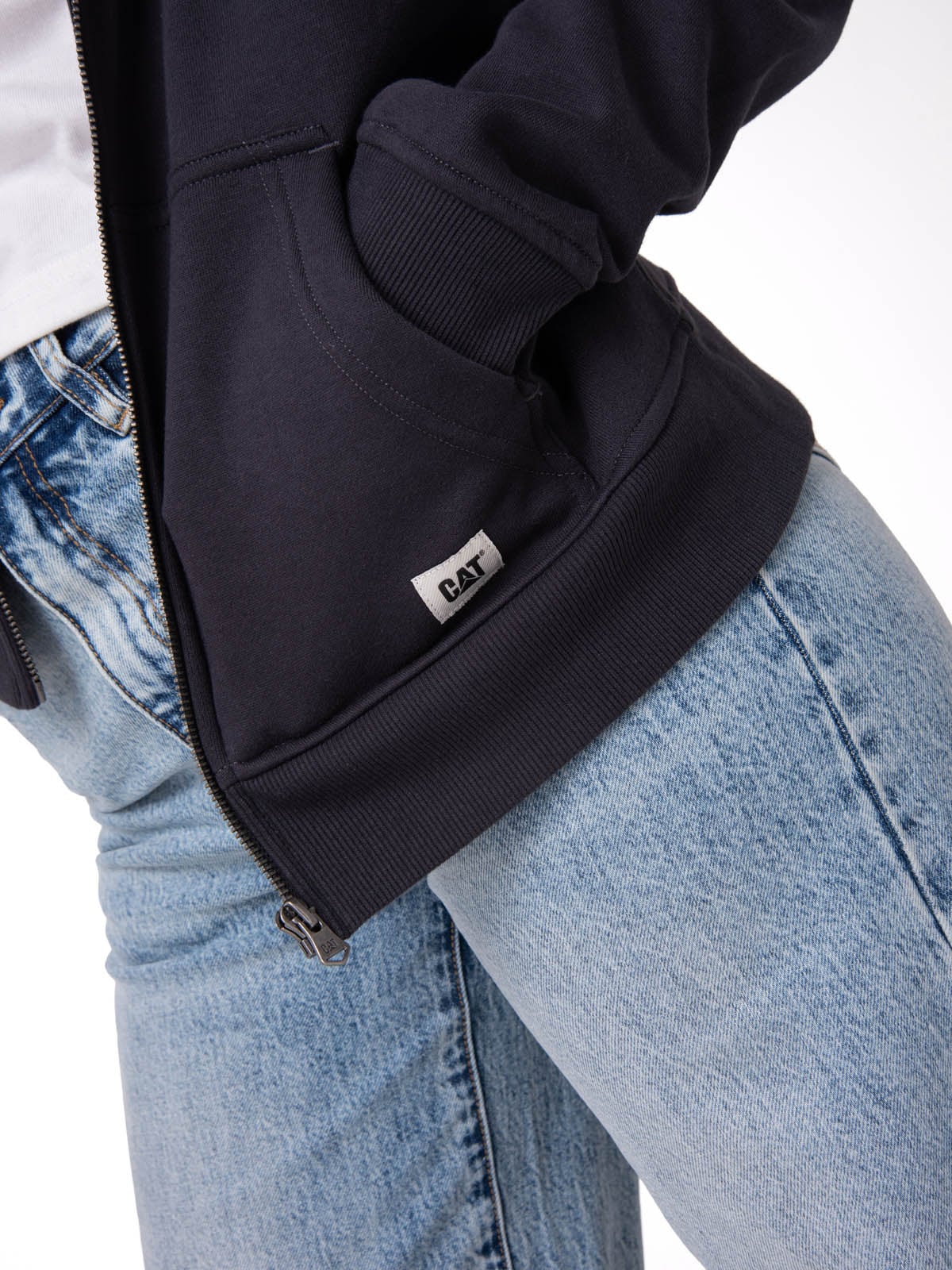 POLERON MUJER PATCH FULL ZIP NEGRO CAT - 7