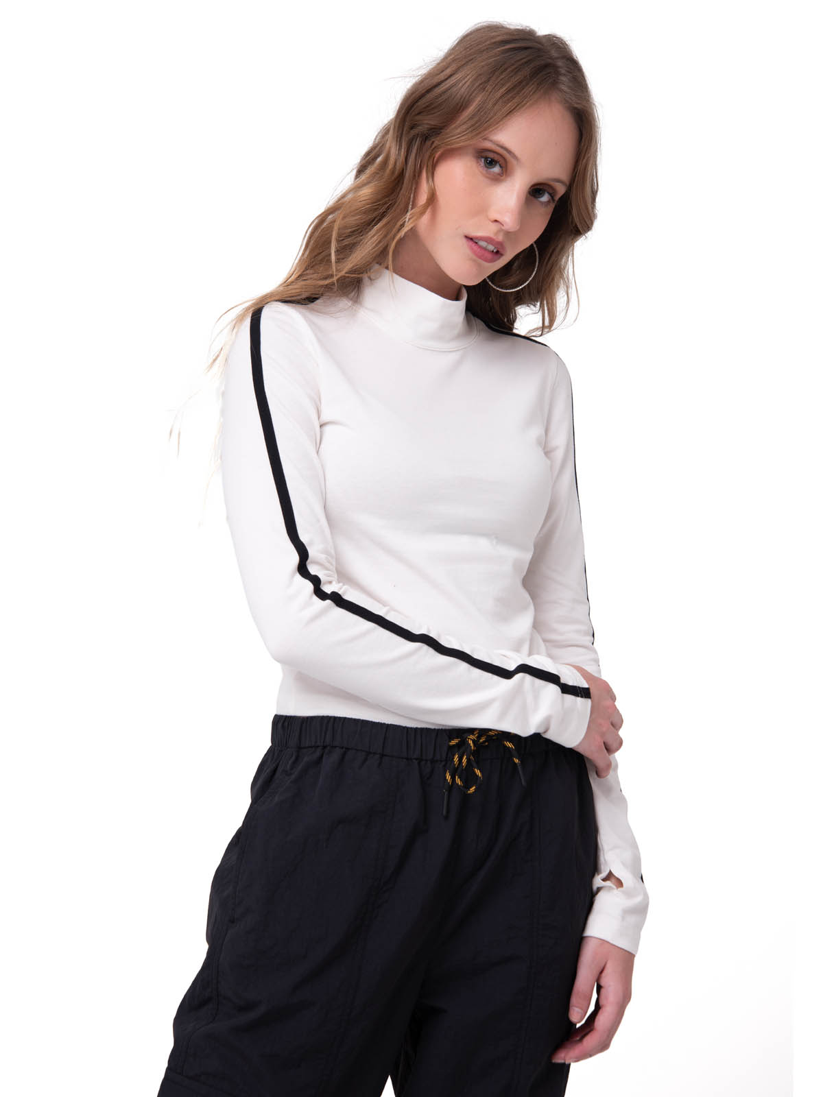POLERA MANGA LARGA MUJER SPORTY MOCK NECK BLANCO CAT - 2