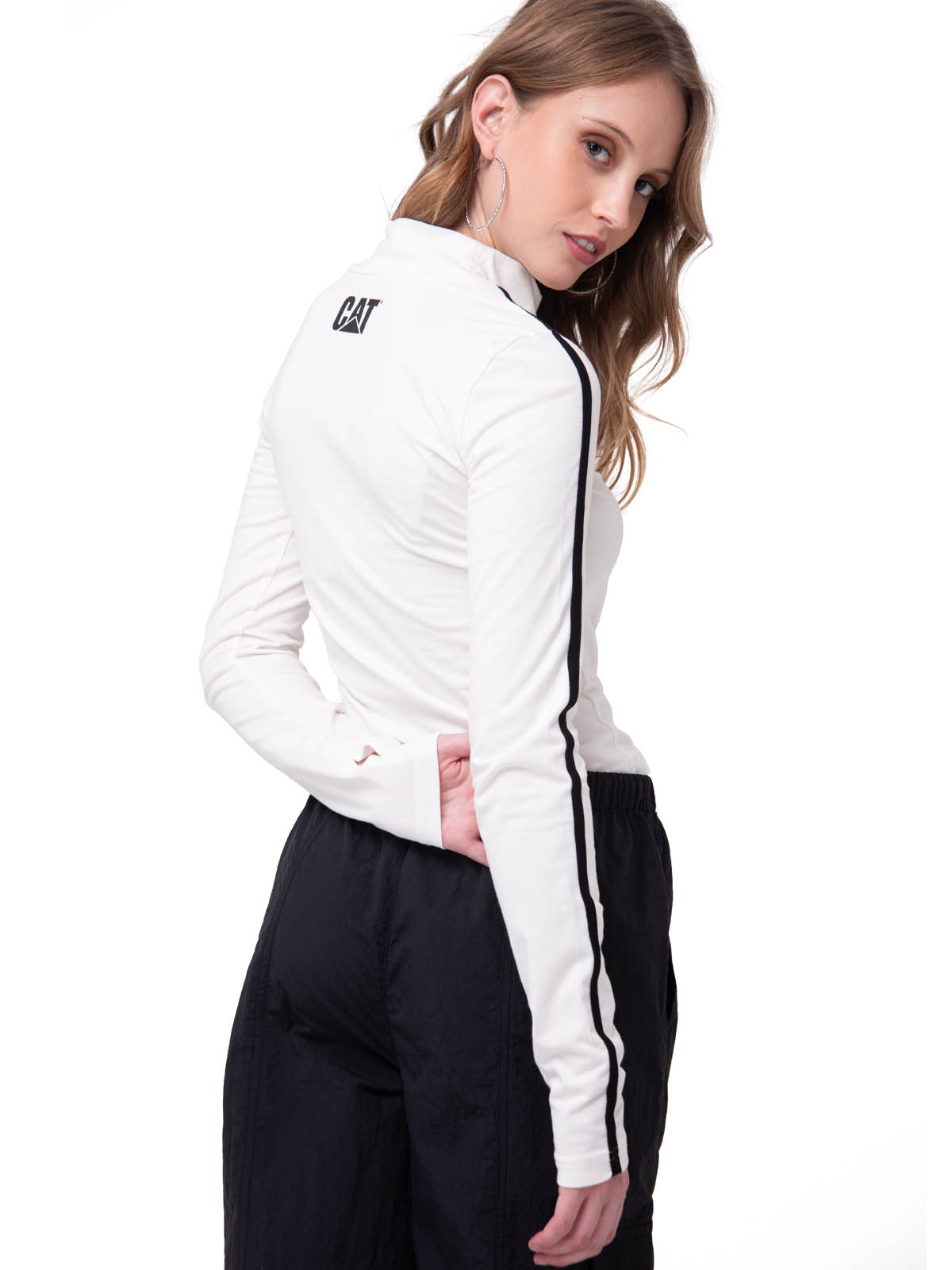 POLERA MANGA LARGA MUJER SPORTY MOCK NECK BLANCO CAT - 4