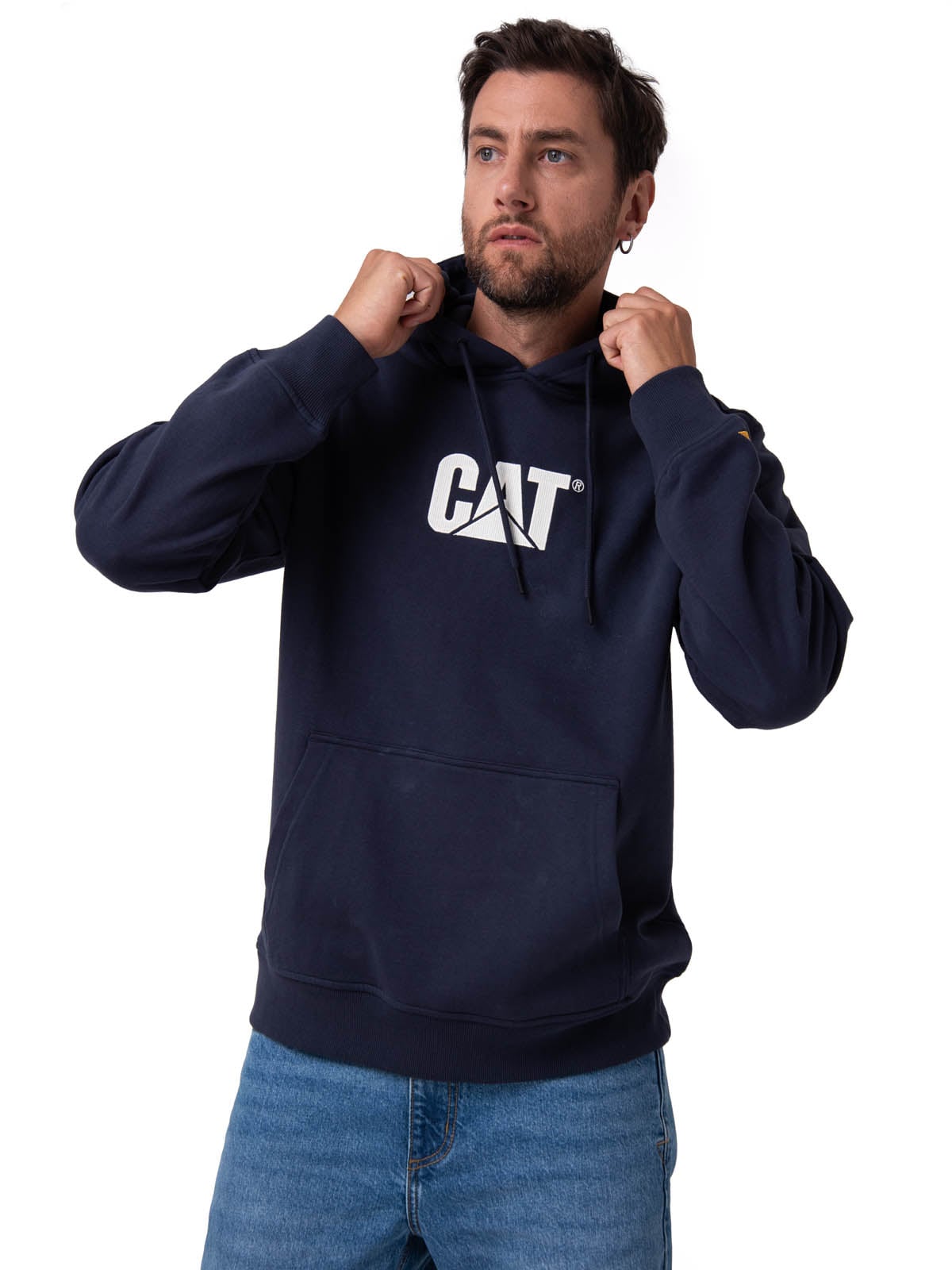 POLERON HOMBRE LOGO AZUL OSCURO CAT - 1