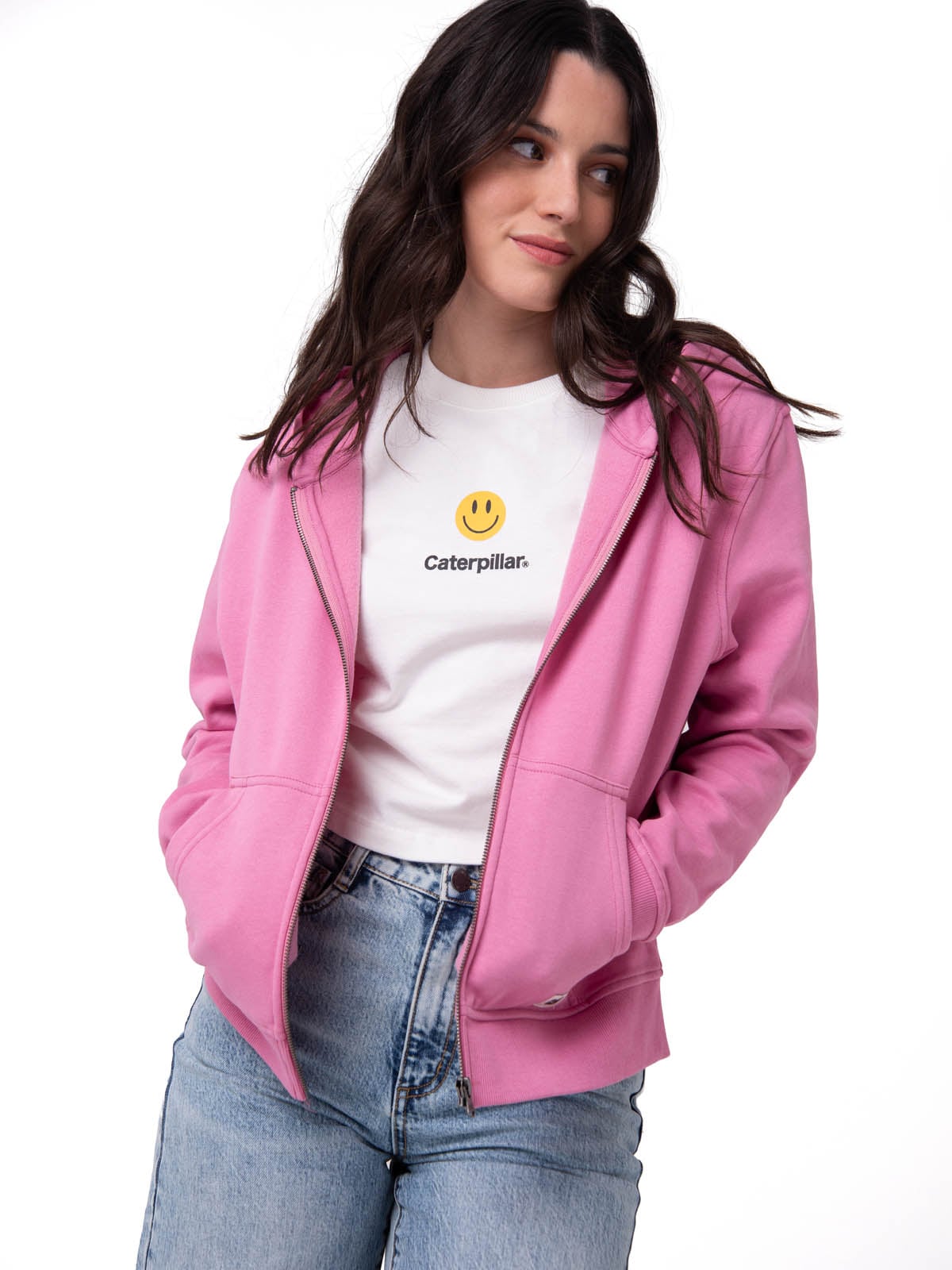 POLERON MUJER PATCH FULL ZIP ROSA CAT - 1
