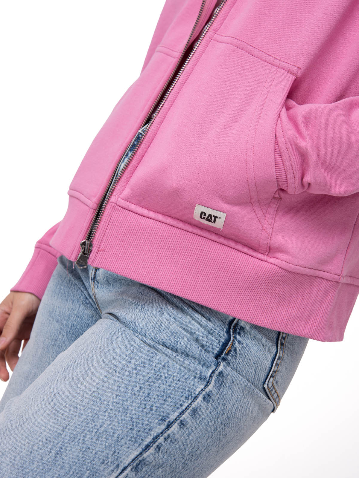 POLERON MUJER PATCH FULL ZIP ROSA CAT - 5