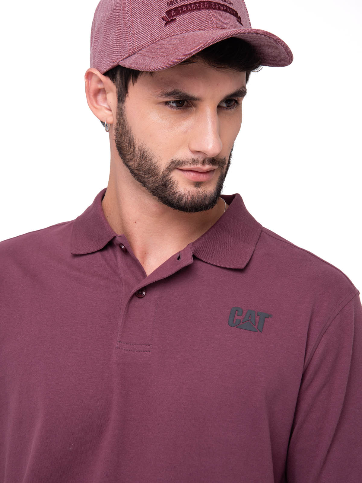 POLERA PIQUE MANGA CORTA LOGO JERSEY BURDEO CAT - 4