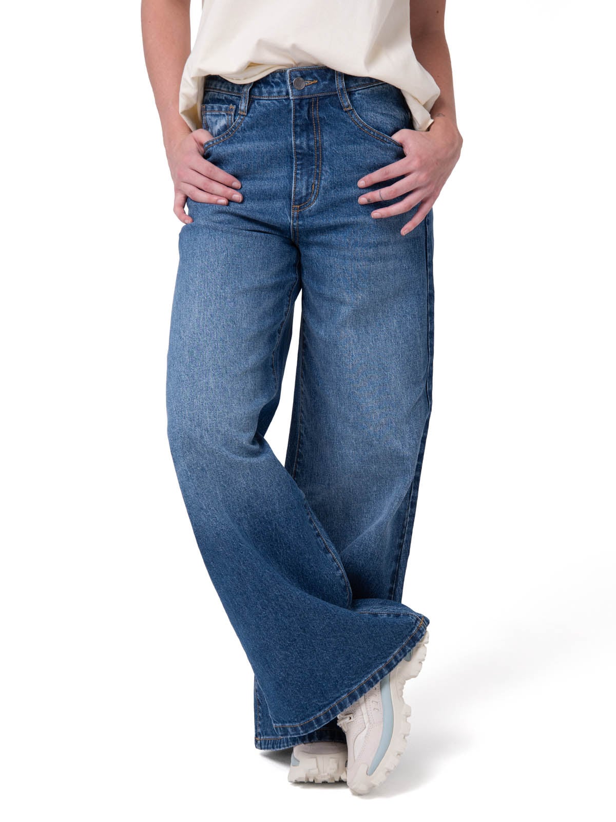 JEANS WIDE LEG MUJER DENIM AZUL CAT - 1