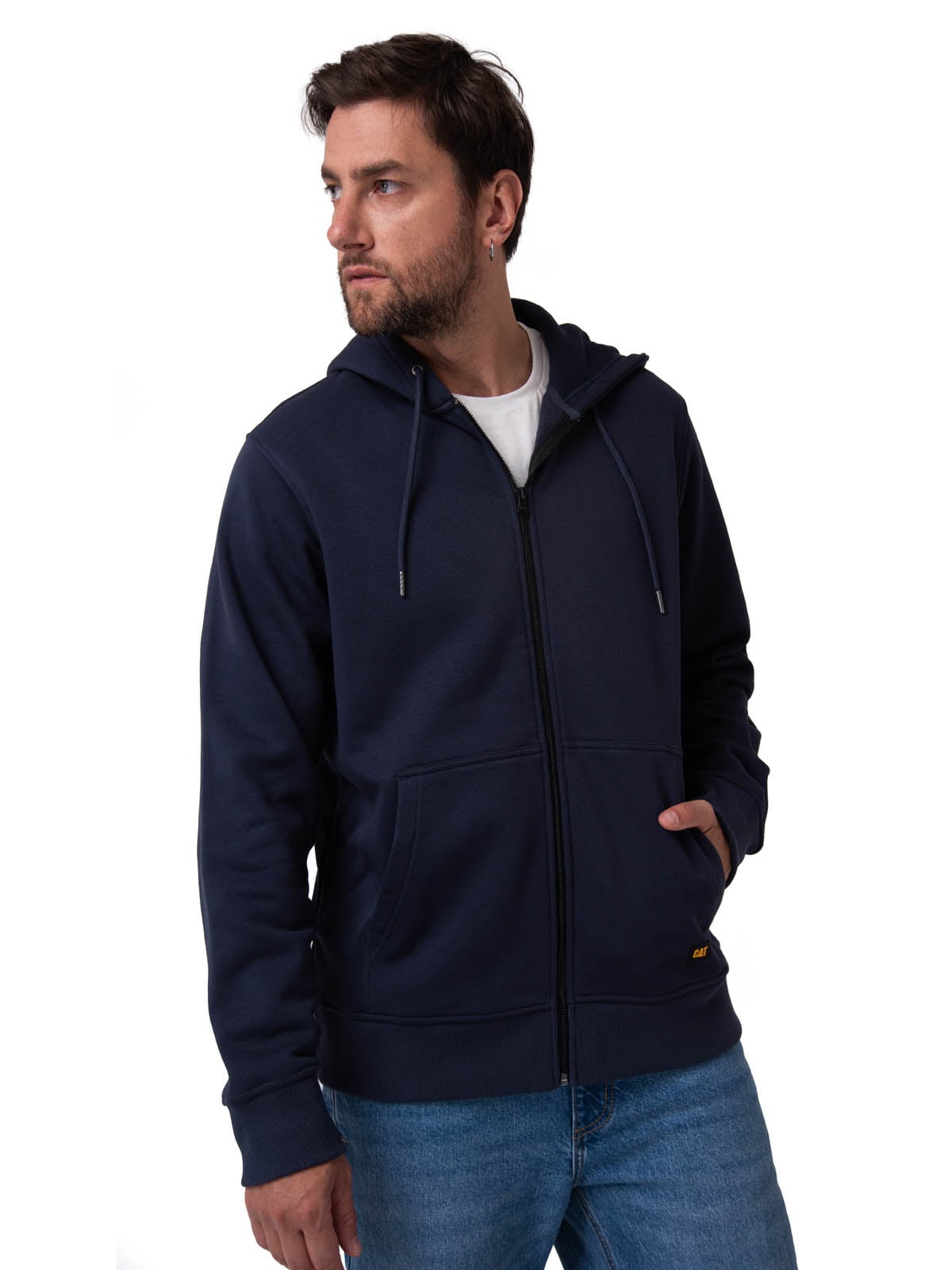 POLERON HOMBRE PATCH FULL ZIP AZUL CAT - 1