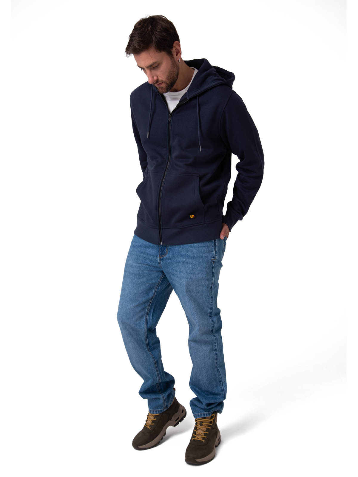 POLERON HOMBRE PATCH FULL ZIP AZUL CAT - 5