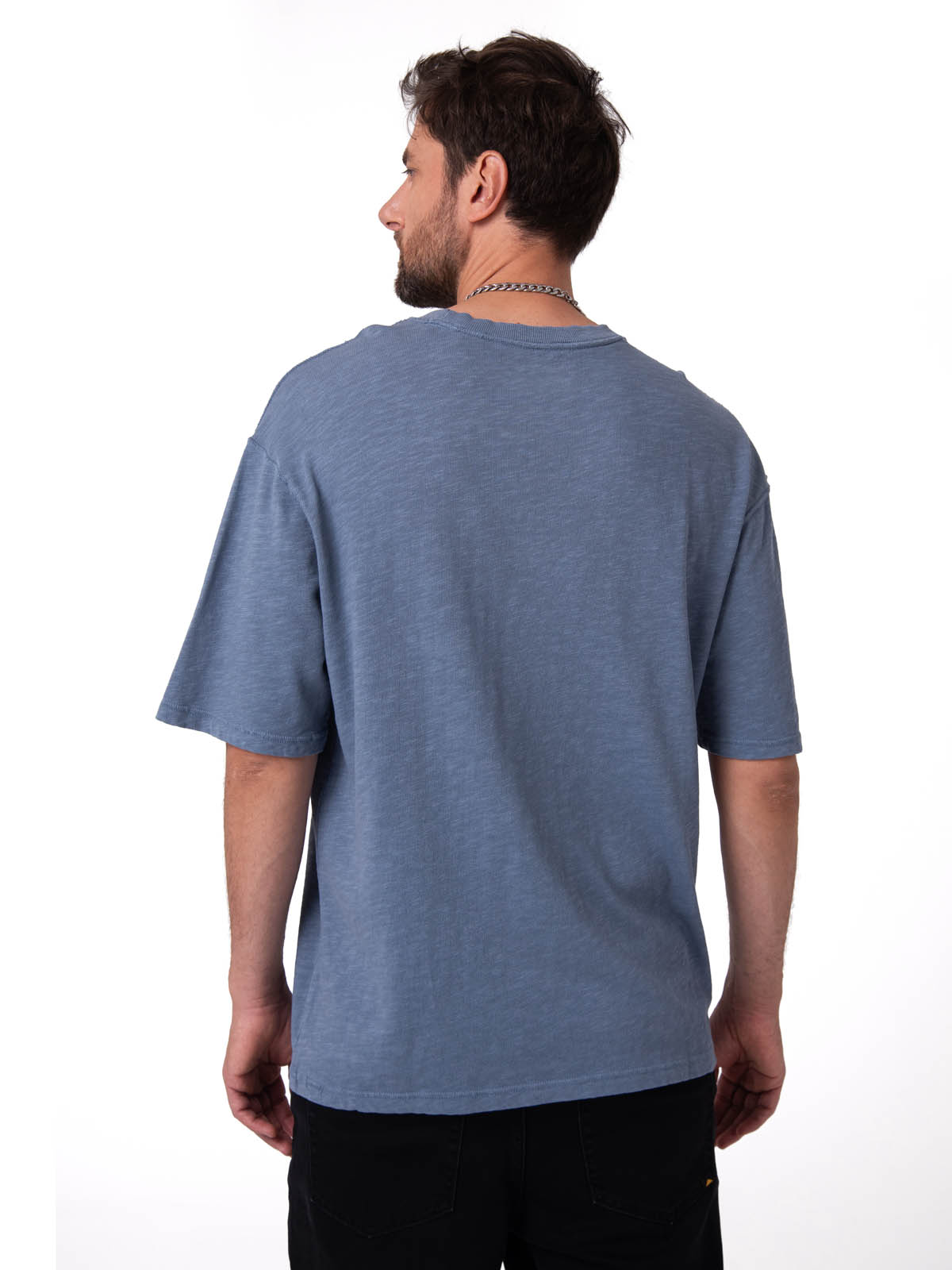 POLERA MANGA CORTA HOMBRE SLUB KNIT RELAXED AZUL CAT - 2