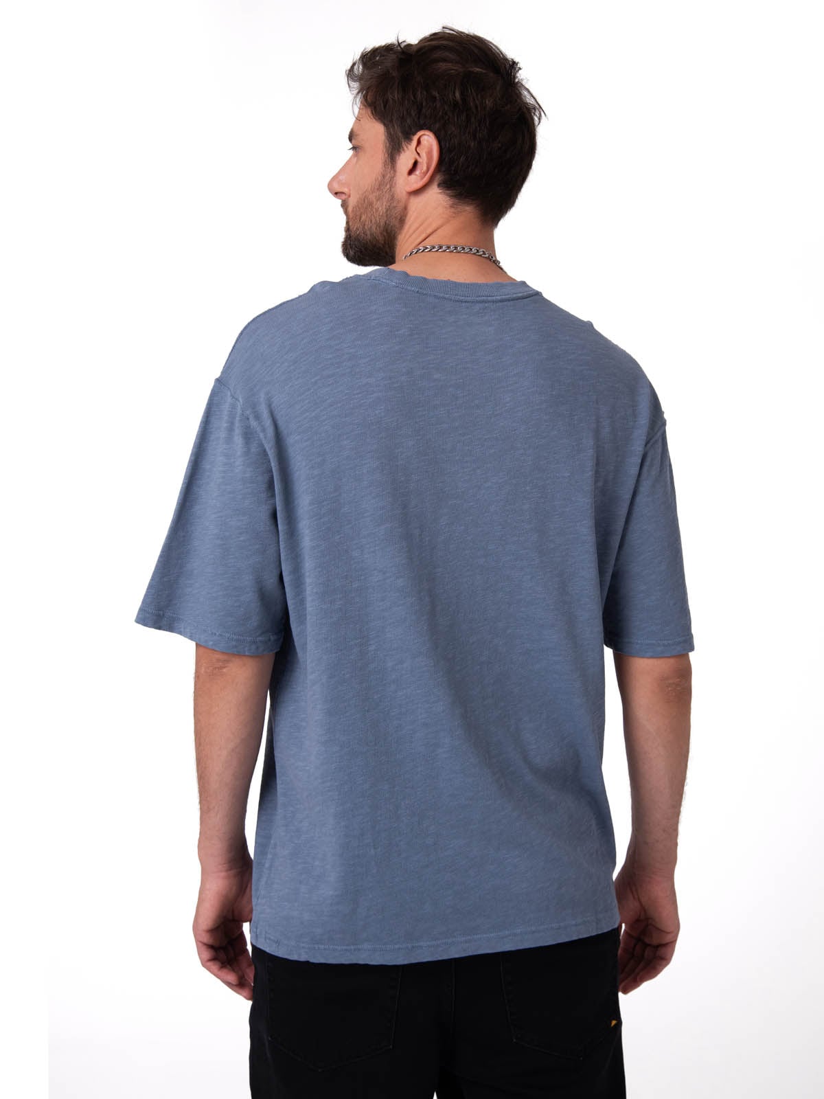 POLERA MANGA CORTA HOMBRE SLUB KNIT RELAXED AZUL CAT - 2